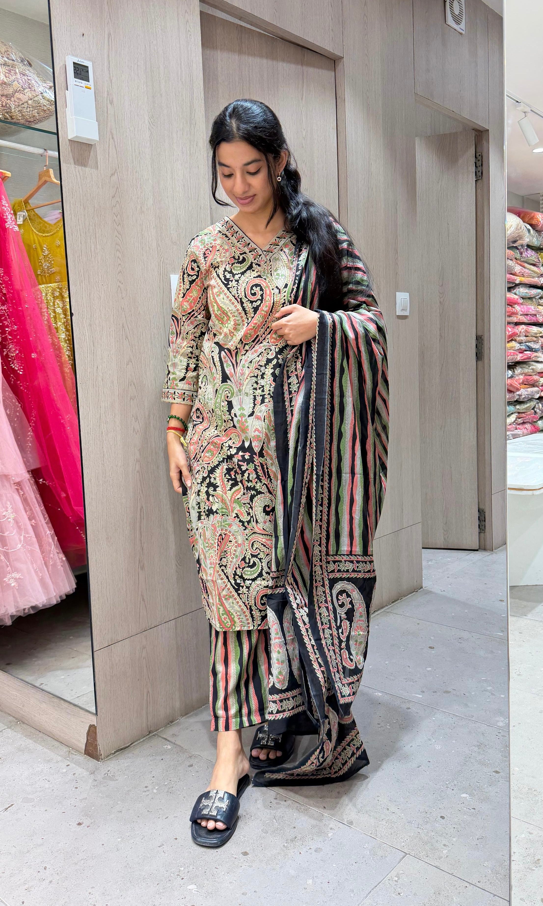 Black ETHNIC PRINTED Kurta set