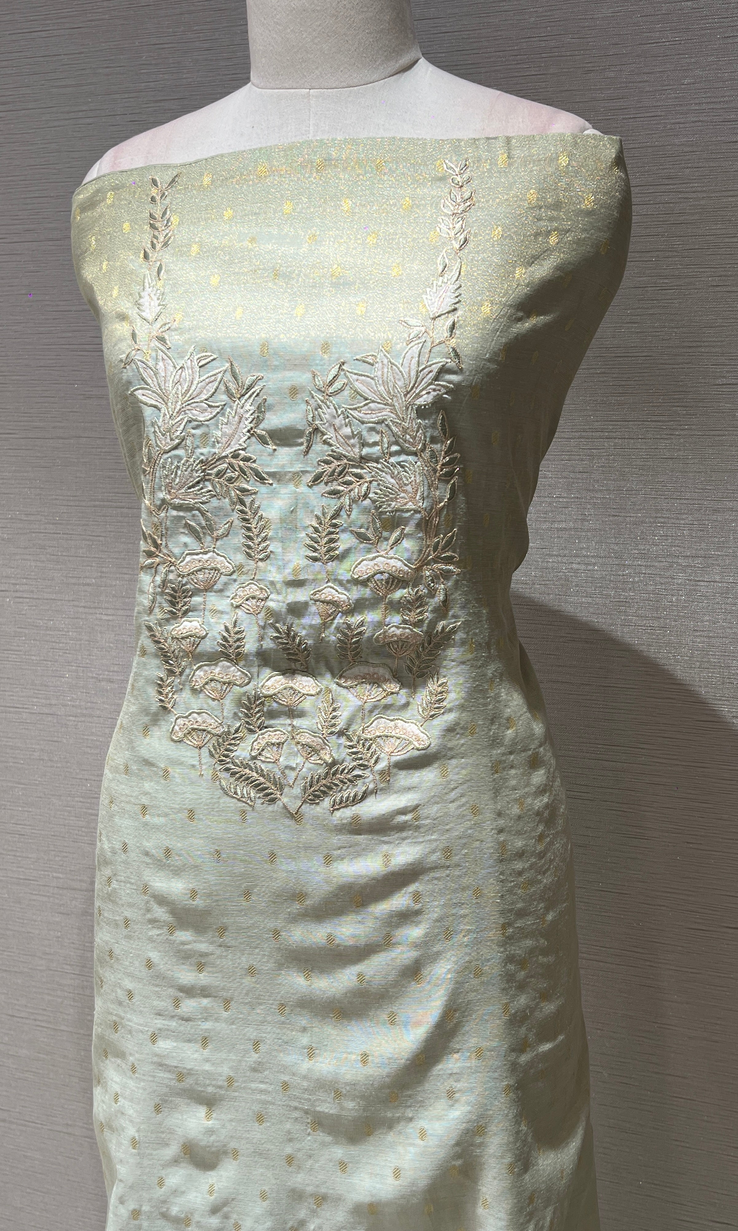 Pista green dress material (party wear)