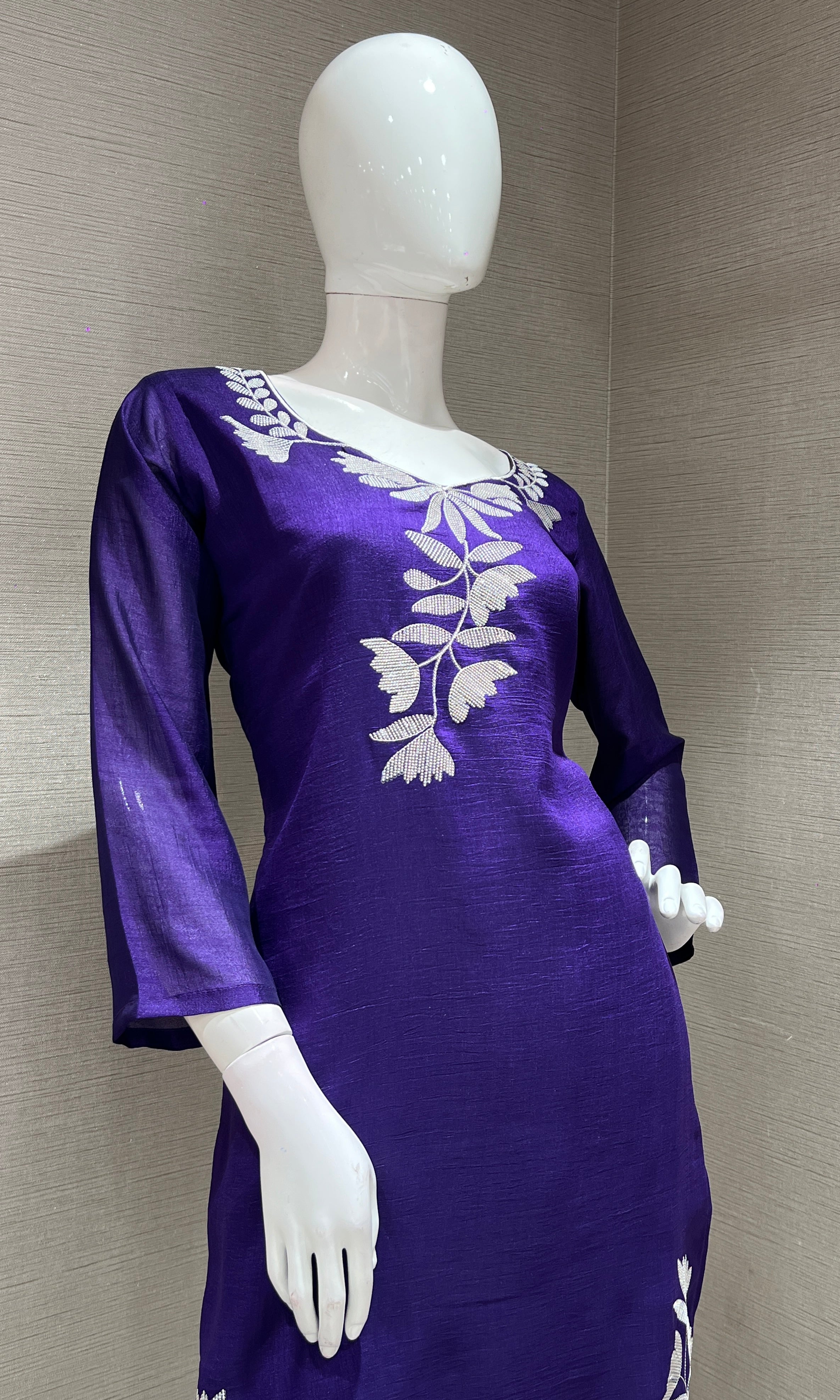 PURPLE FLORAL PRINTED KURTA SET