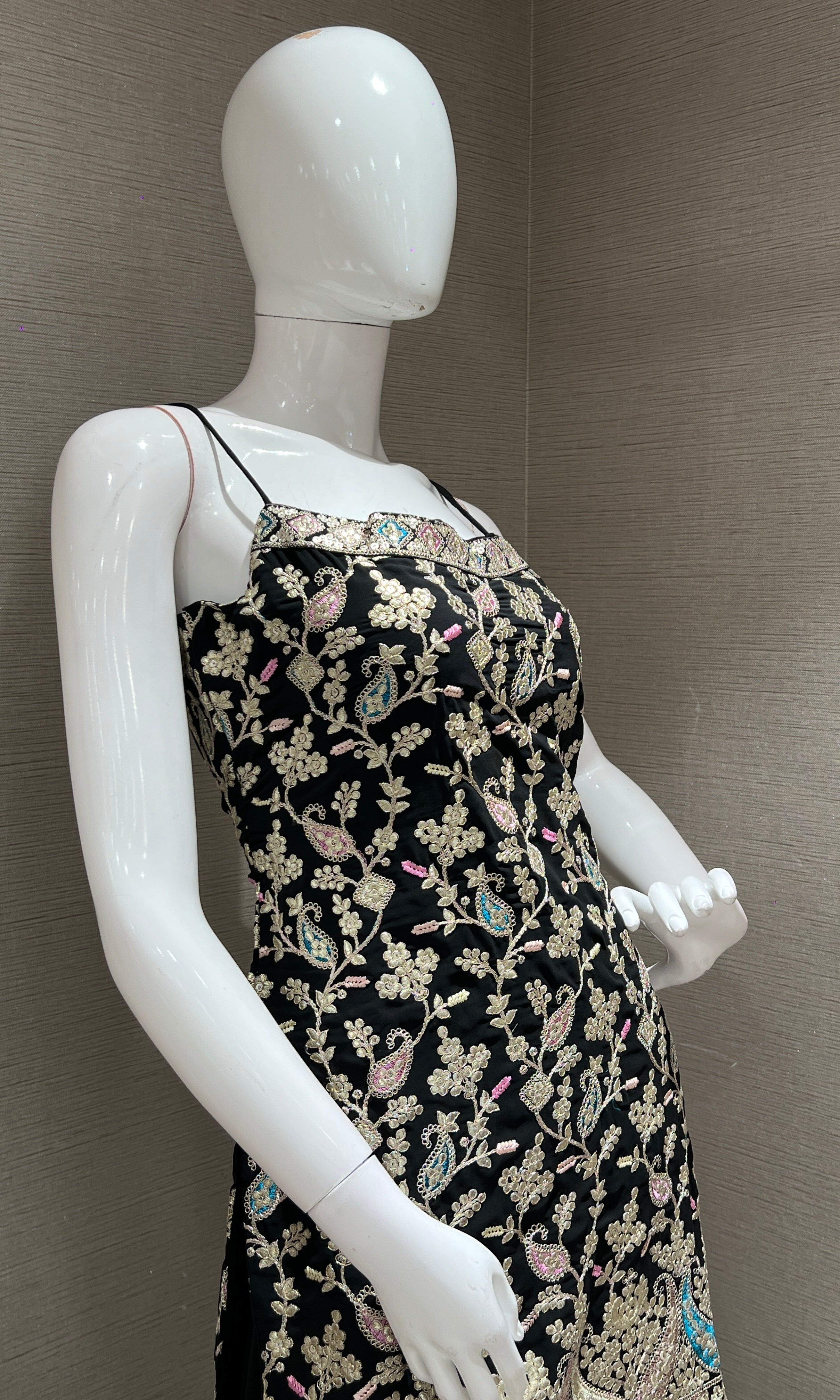 Black Gold Embellished Palazzo Set