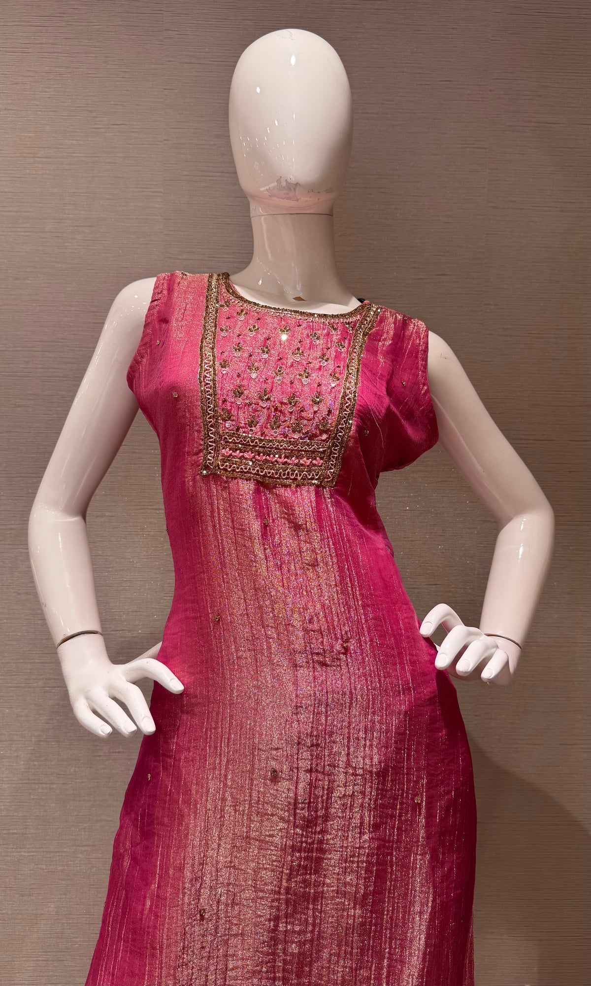 Light Pink ETHNIC SHIMMER KURTA SET WITH DUPATTA