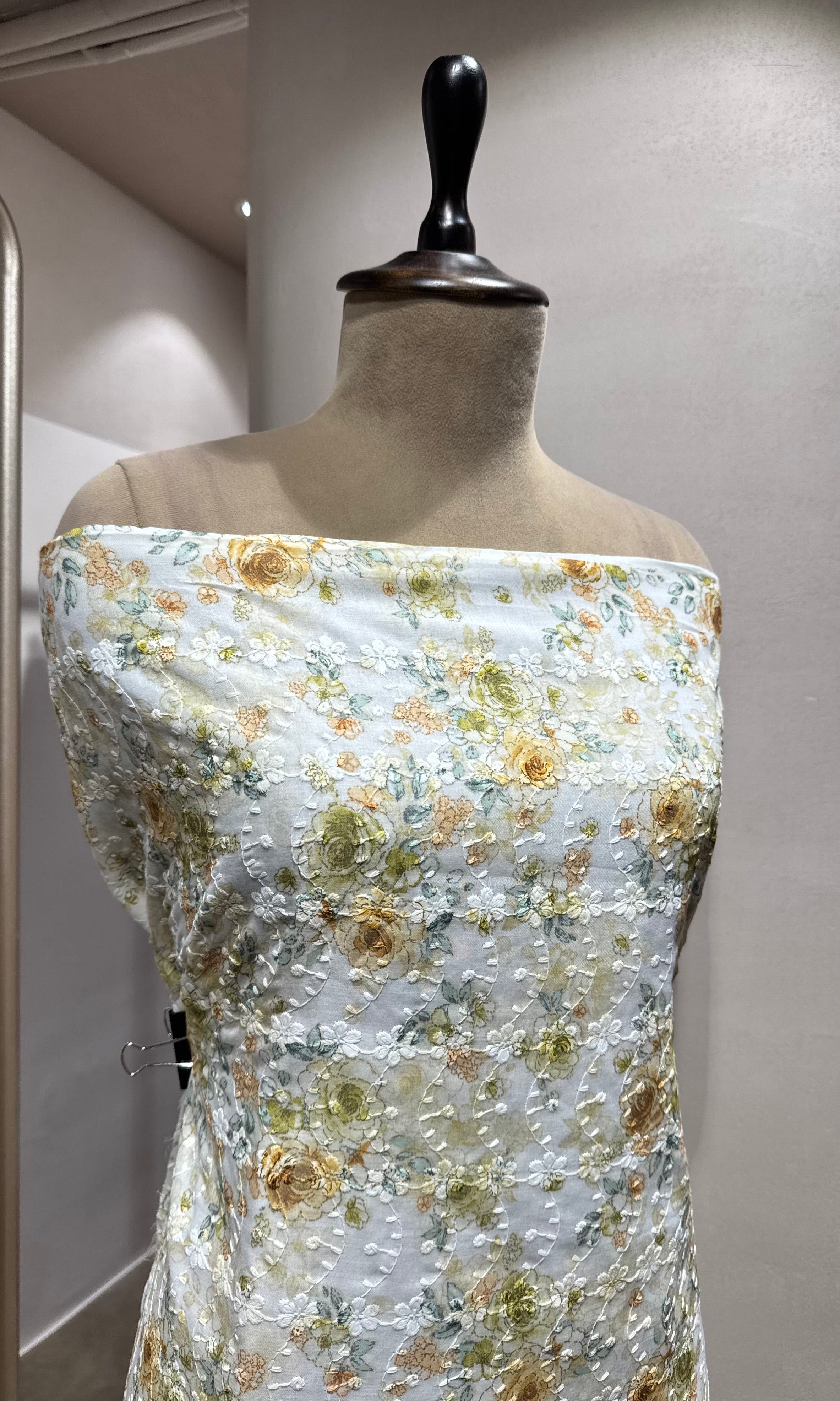 GREEN Floral Chikankari DRESS MATERIAL
