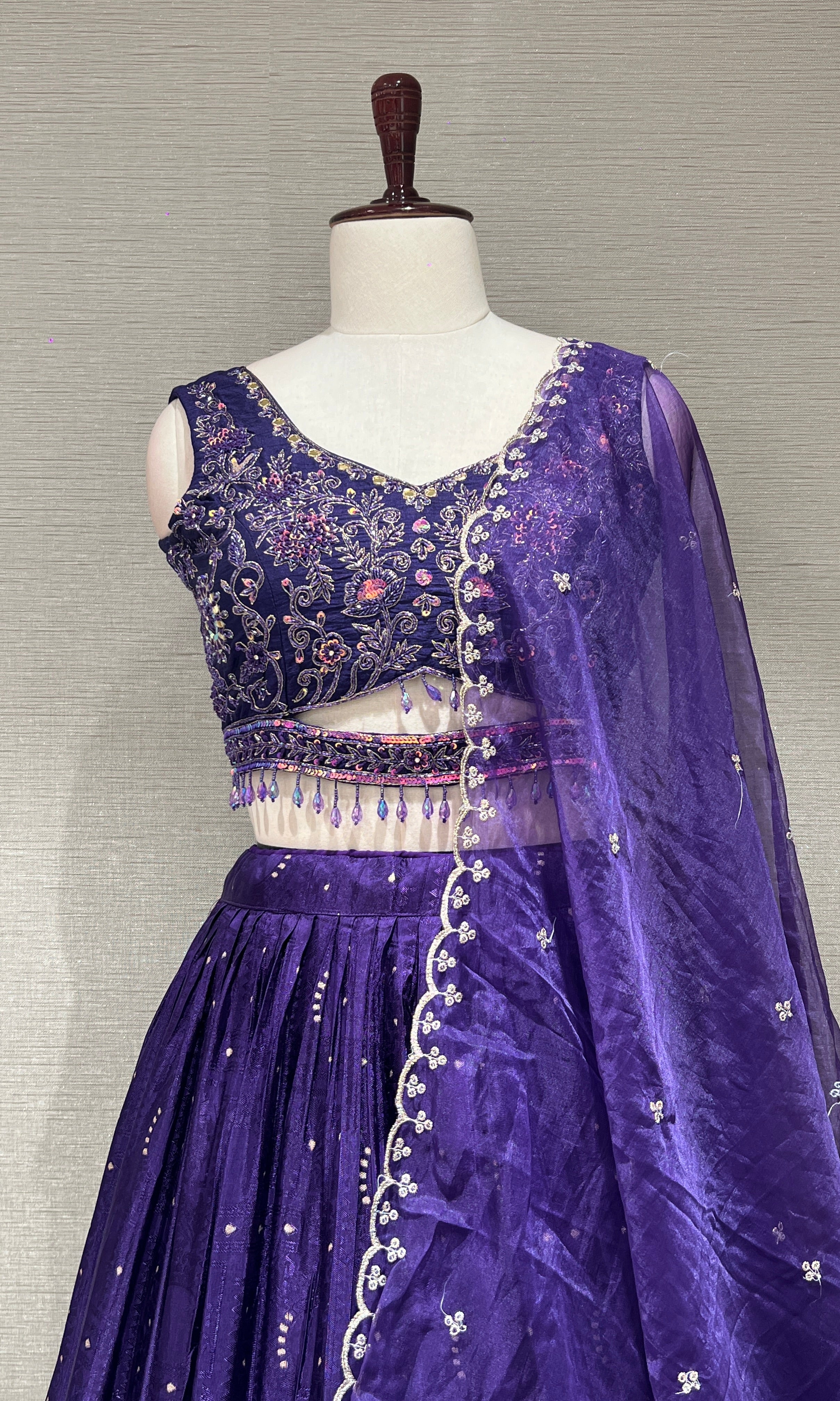 Purple Lehenga with Sequin Embroidery