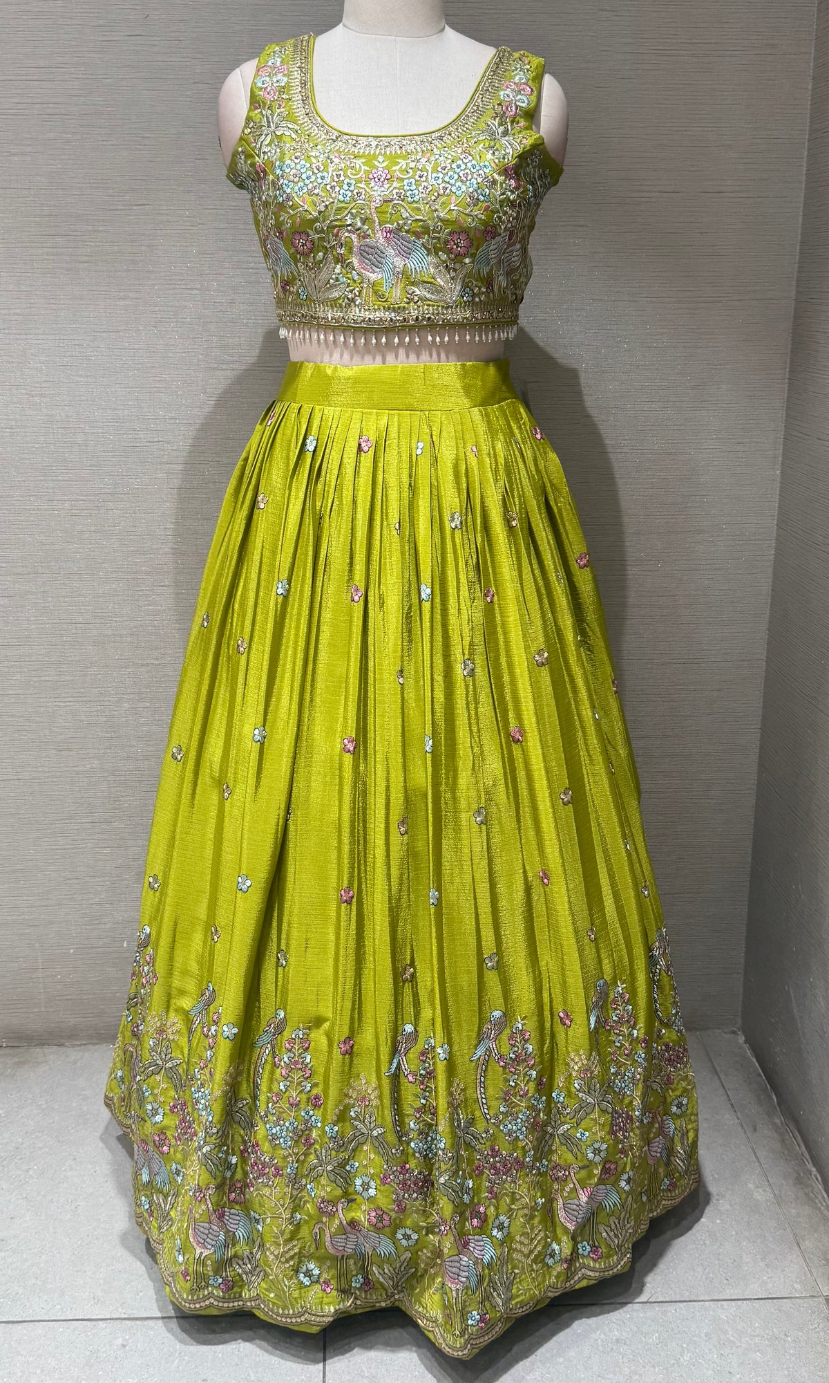Green Tissue silk Forest Floral Lehenga set