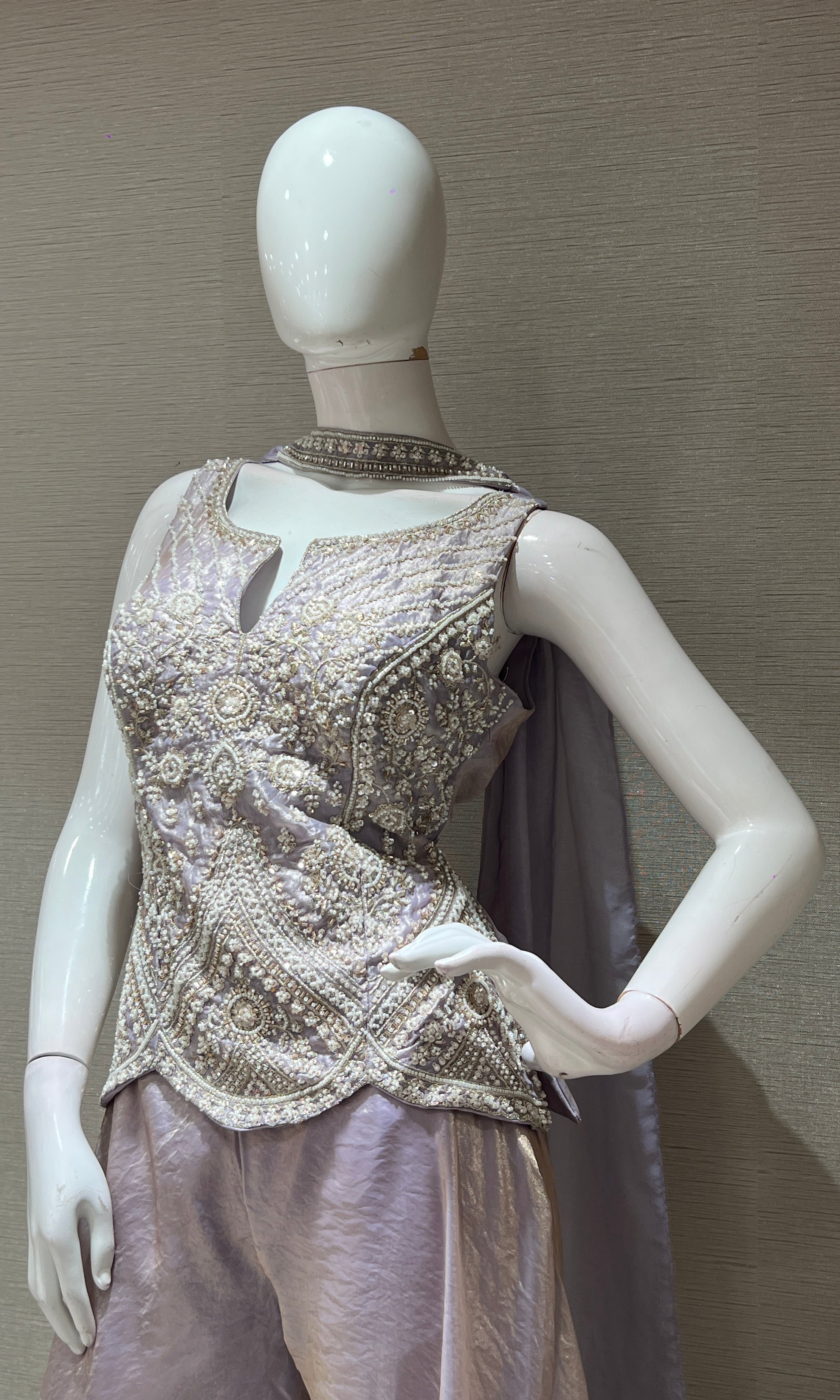 Lavender EMBROIDERED PEPLUM palazzo SET