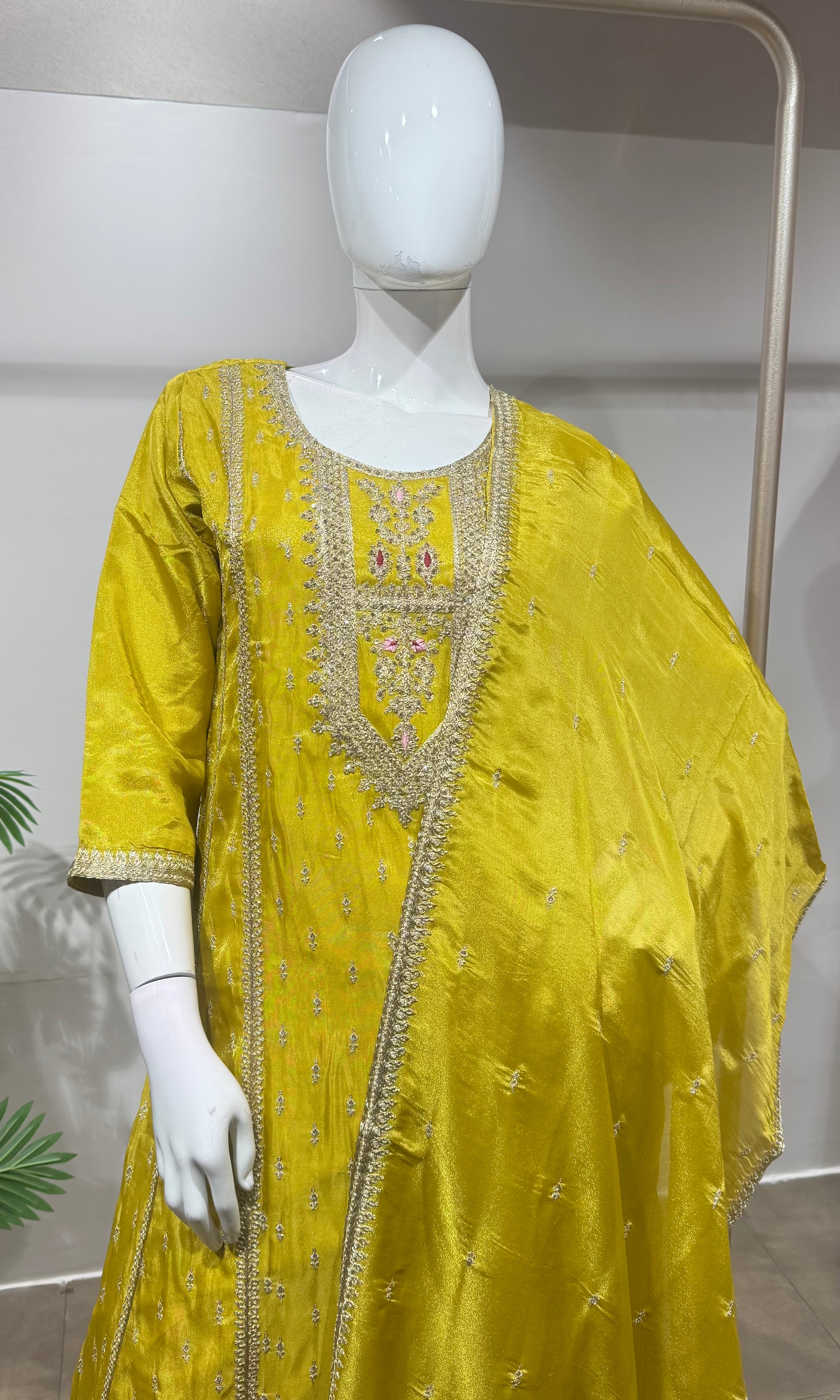 Yellow Regal Gold Zari Silk KURTA SET