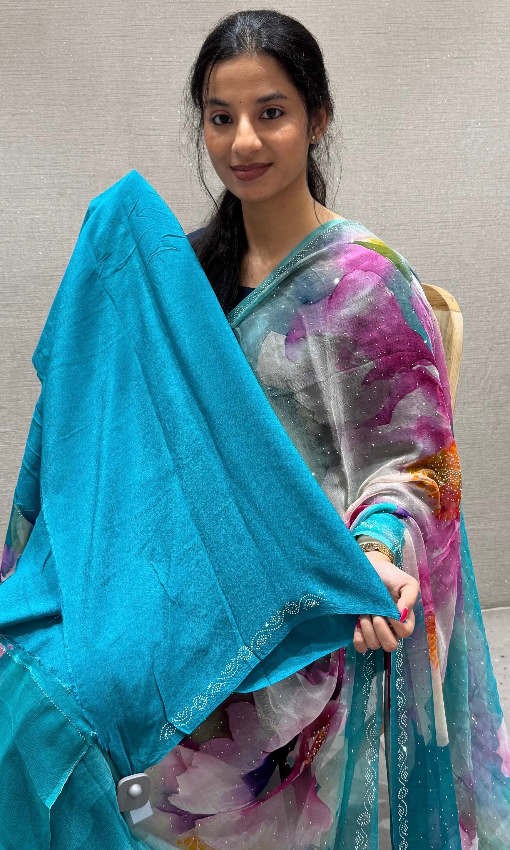Sea green saree