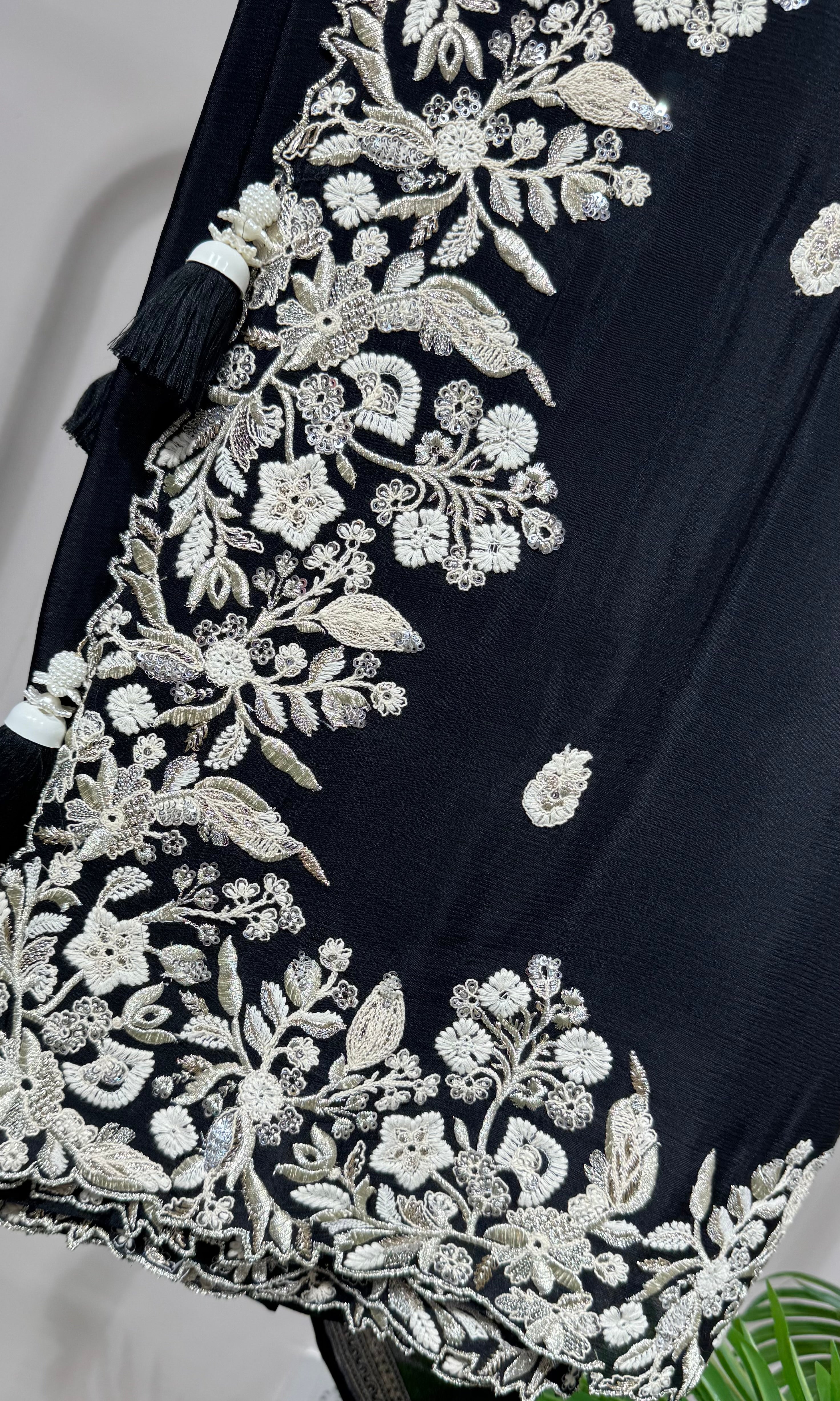 Black saree with EMBROIDERED blouse
