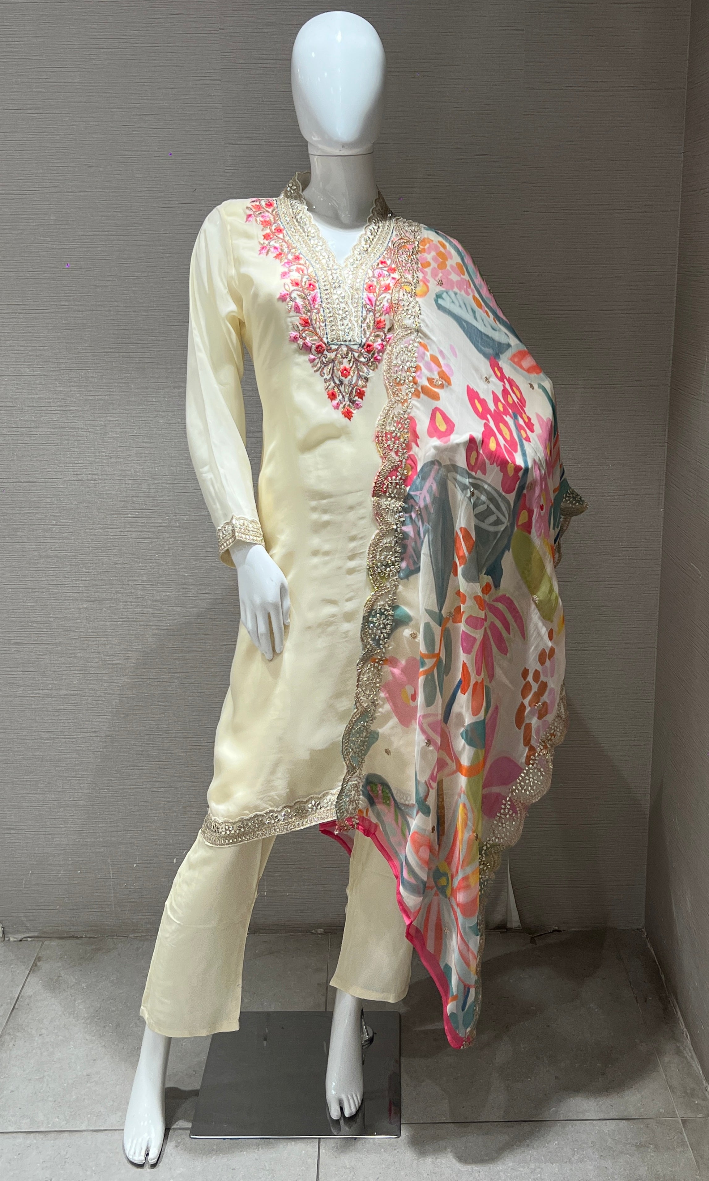 Cream kurta set