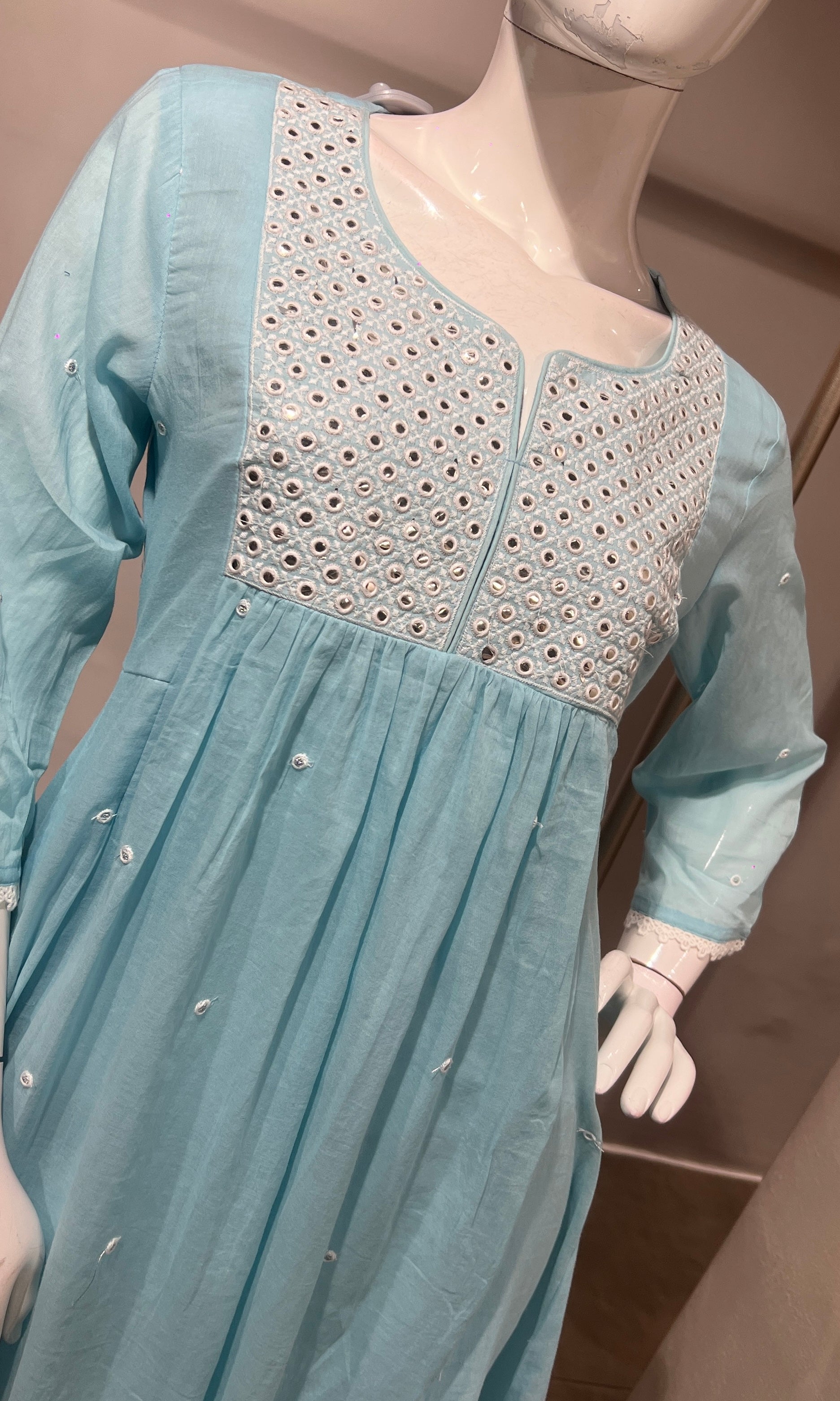 Sea Blue Embroidered frock