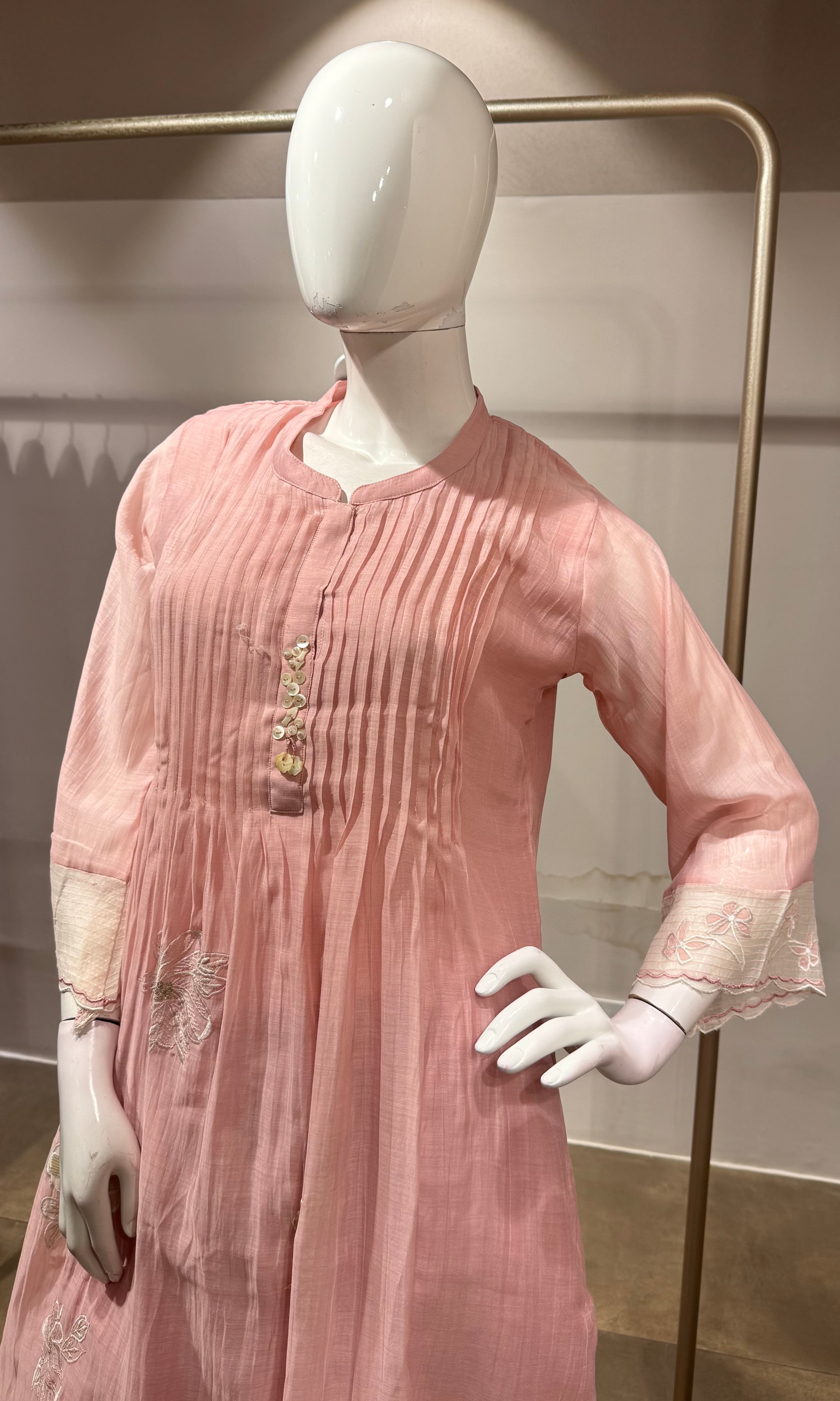 Blush Pink Embroidered Kurta Set with Dupatta