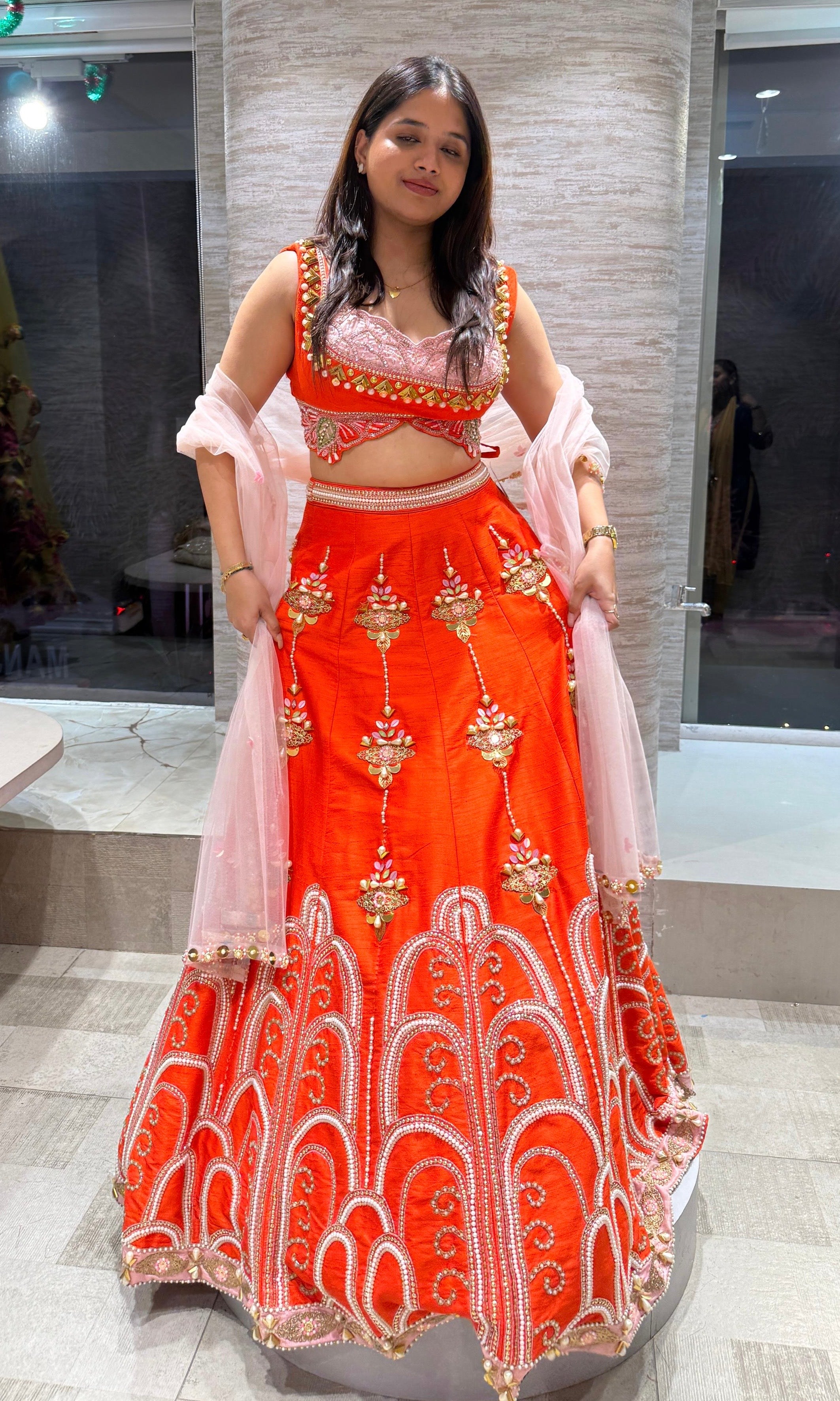 Orange Radiance embroidered lehenga