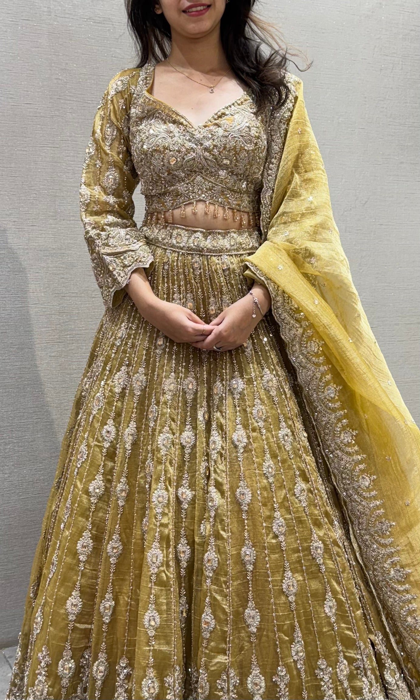 Sandel Yellow Georgette Lehenga set