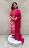 Pink golden banarasi kurta set
