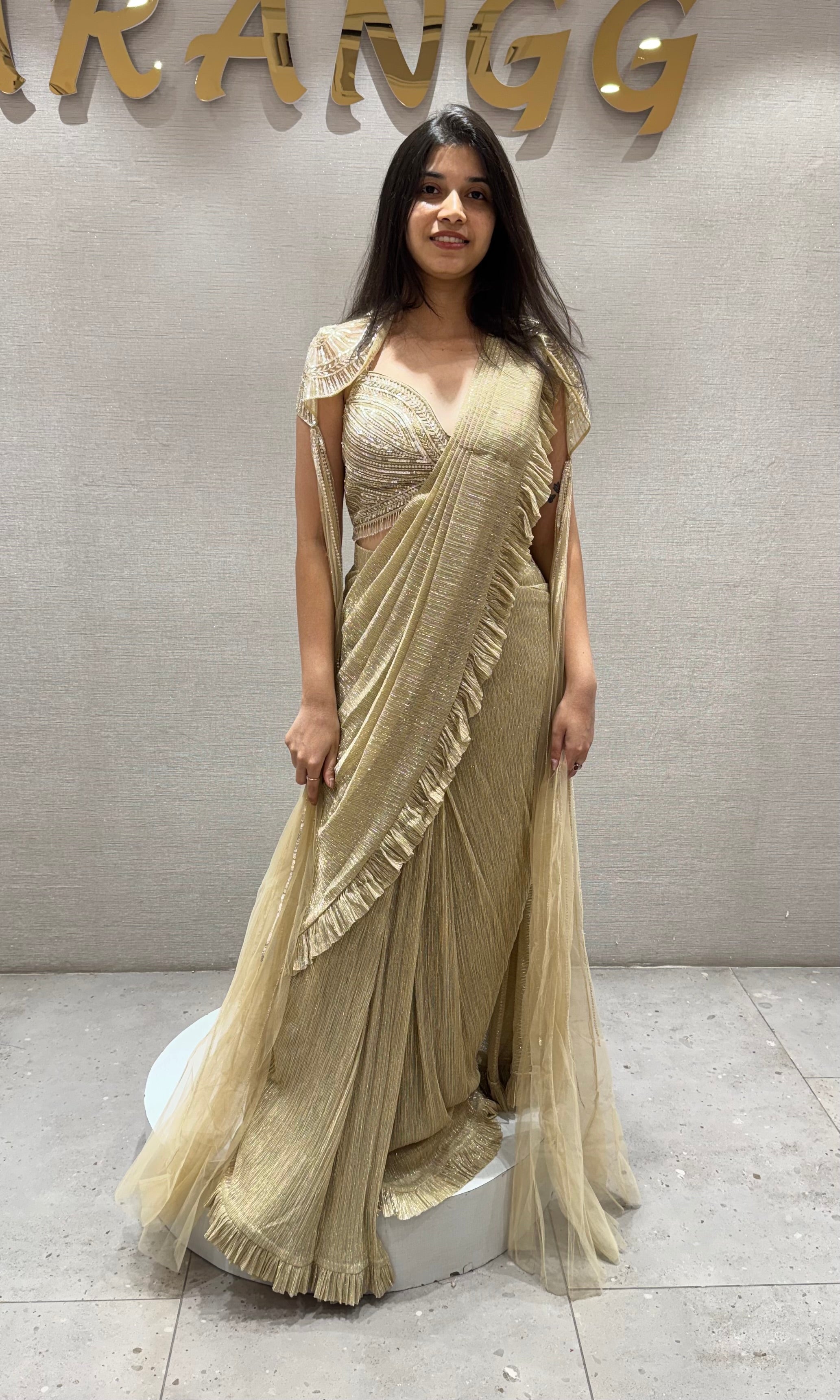 Gold Embellished Draped Saree