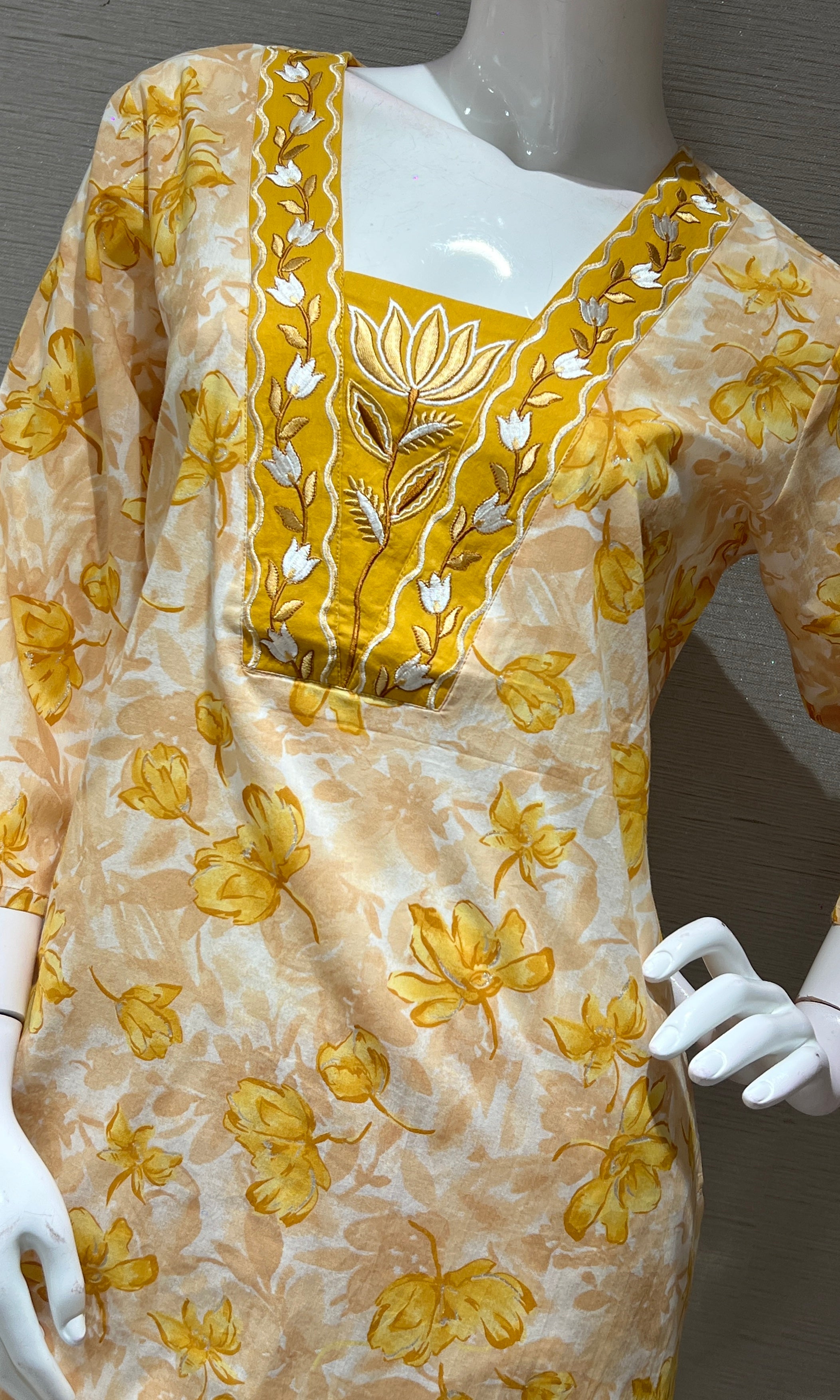 Yellow FLORAL PRINT kurta set