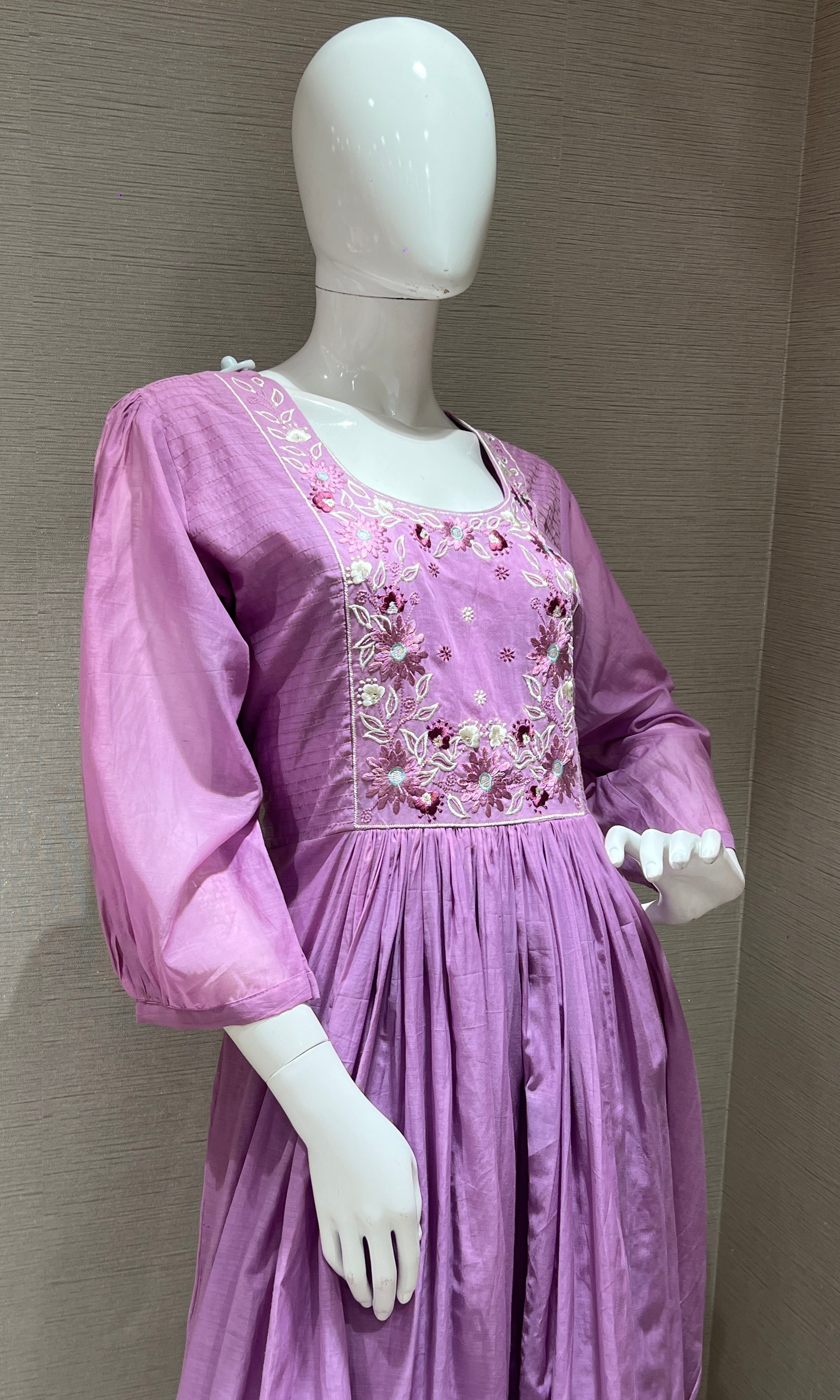 Purple Mul Chanderi kurta set
