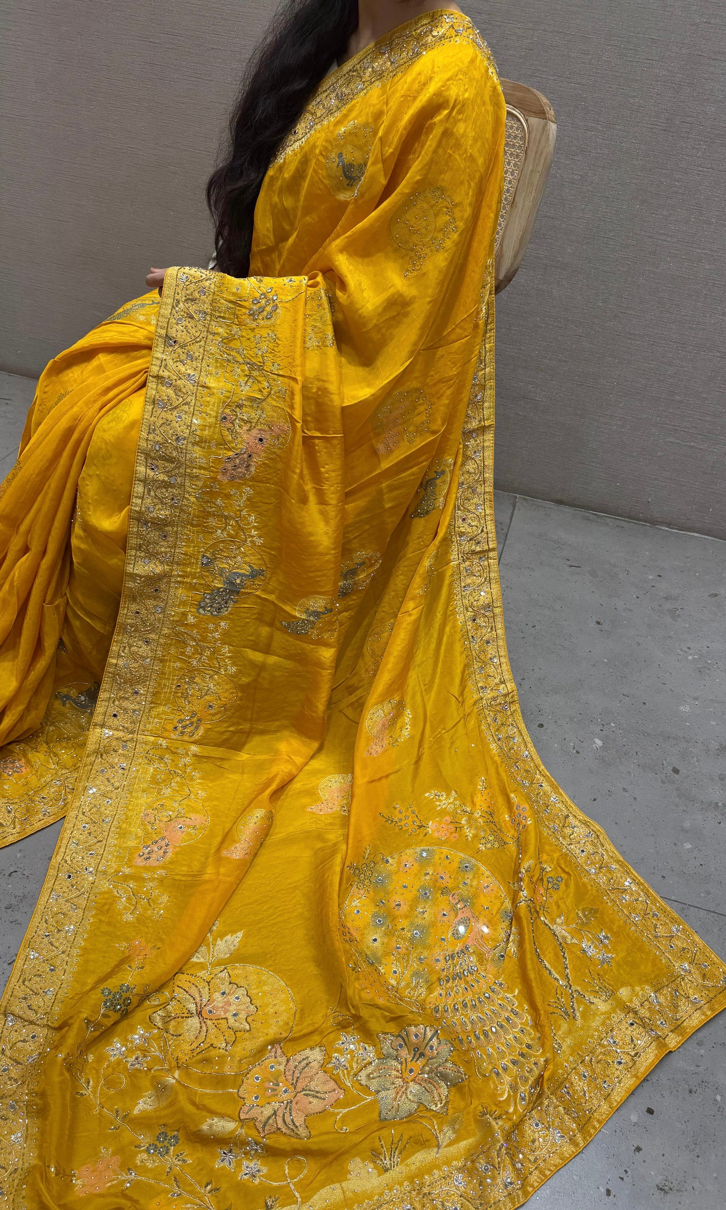 Gold Yellow Banarasi saree