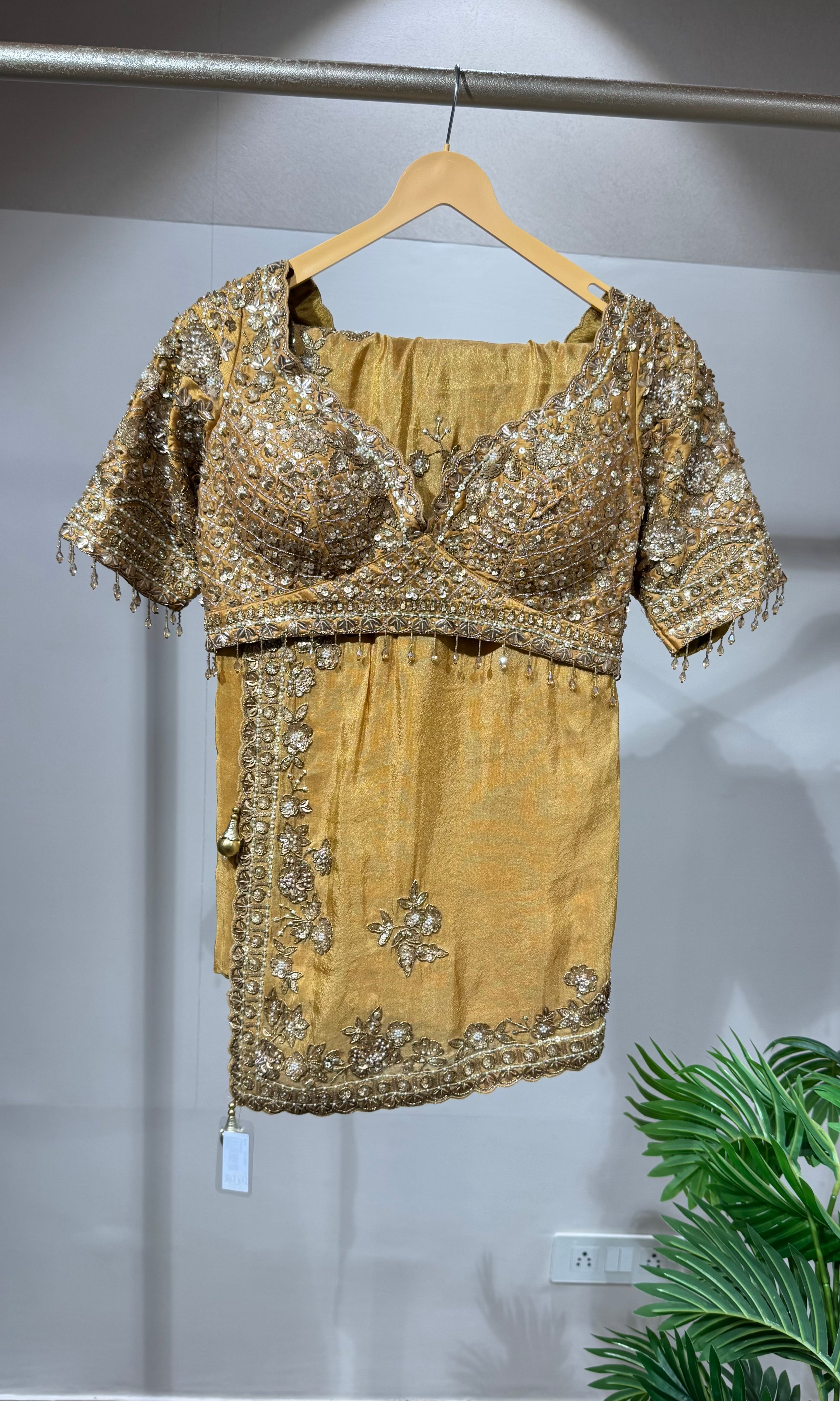 Sandel Zari and Sequin Work Bridal SAREE