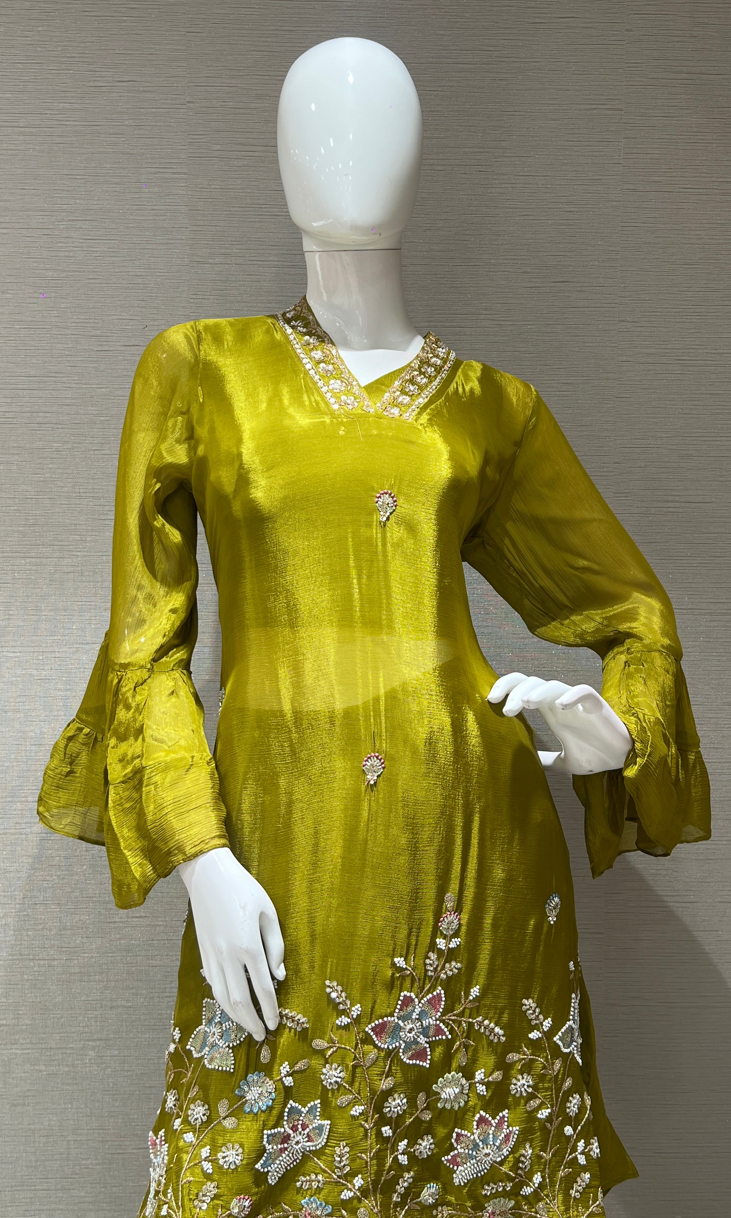 parrot green EMBROIDERED sharara SET