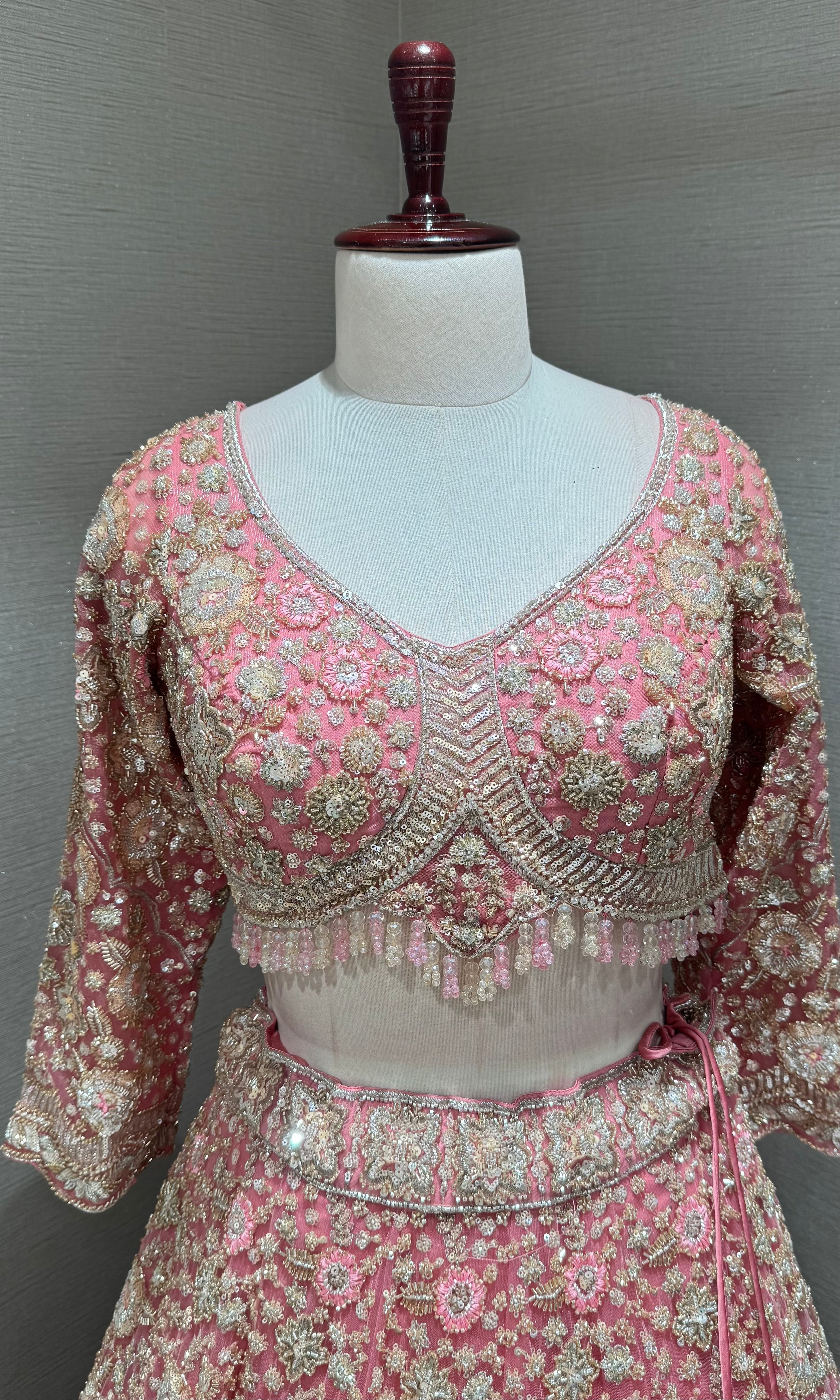 Blush Pink Gold Embellished bridal Lehenga
