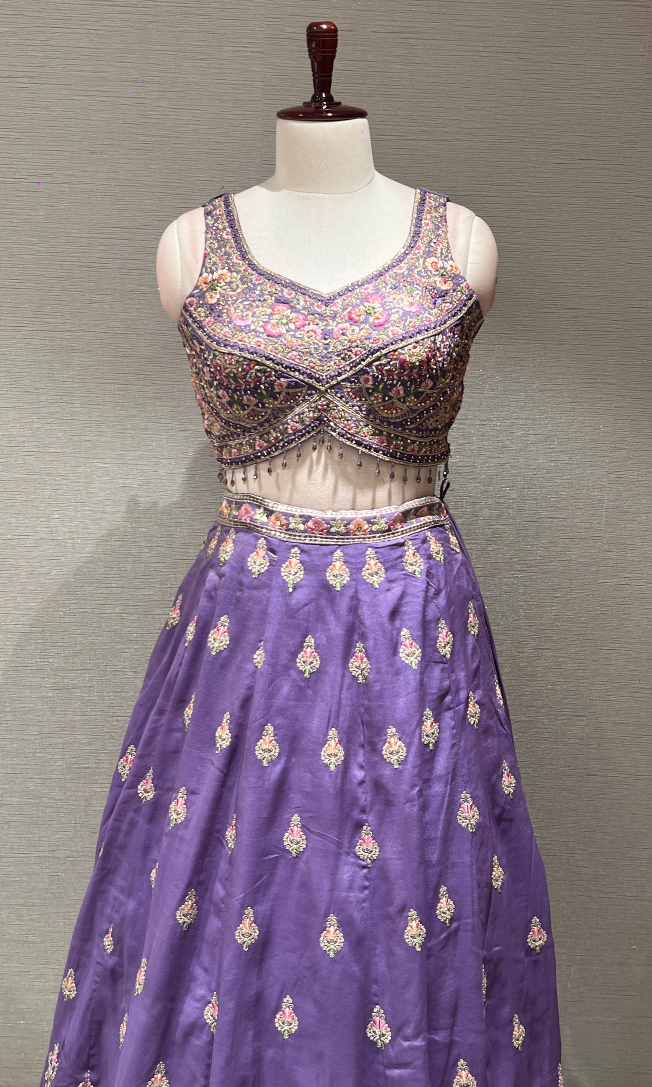 Light purple gold embroidery lehenga