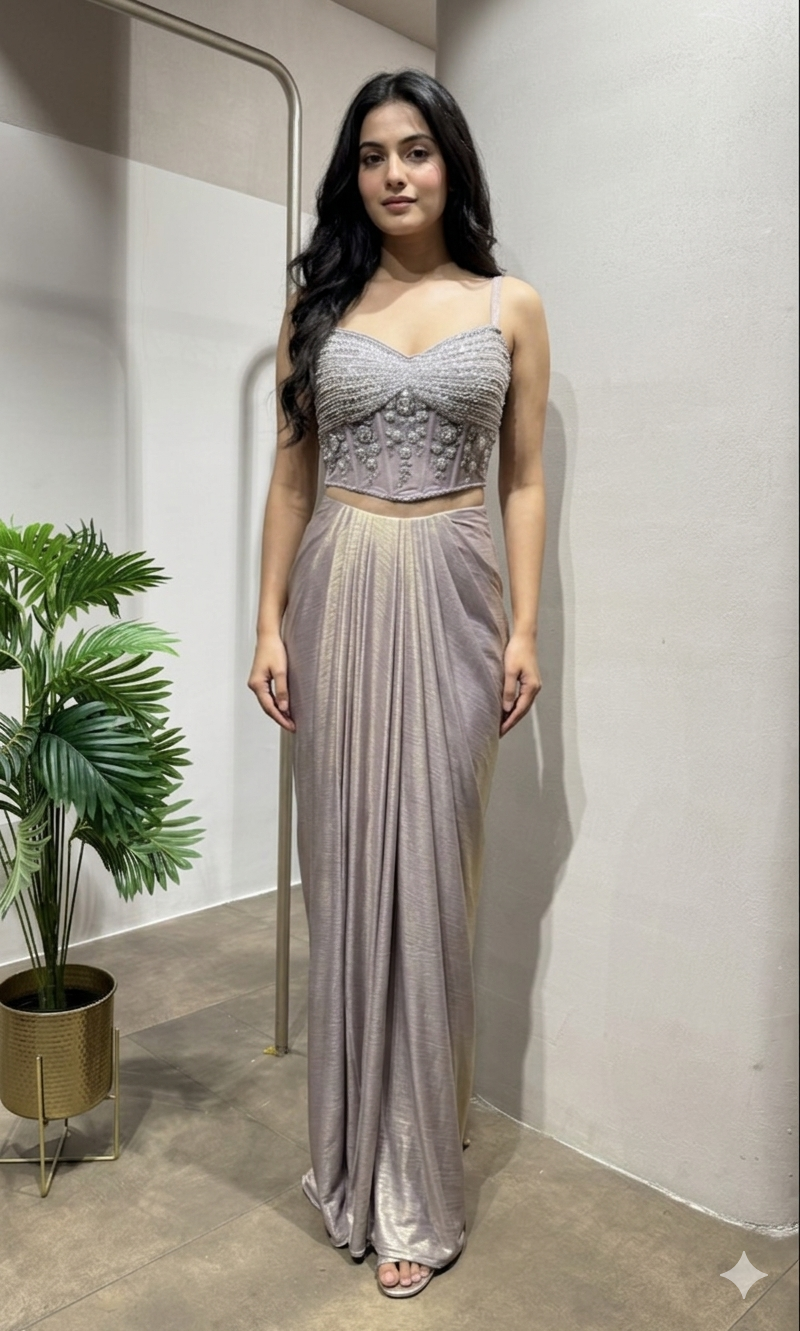 Lavender Luxe Indo-Western Cape Set
