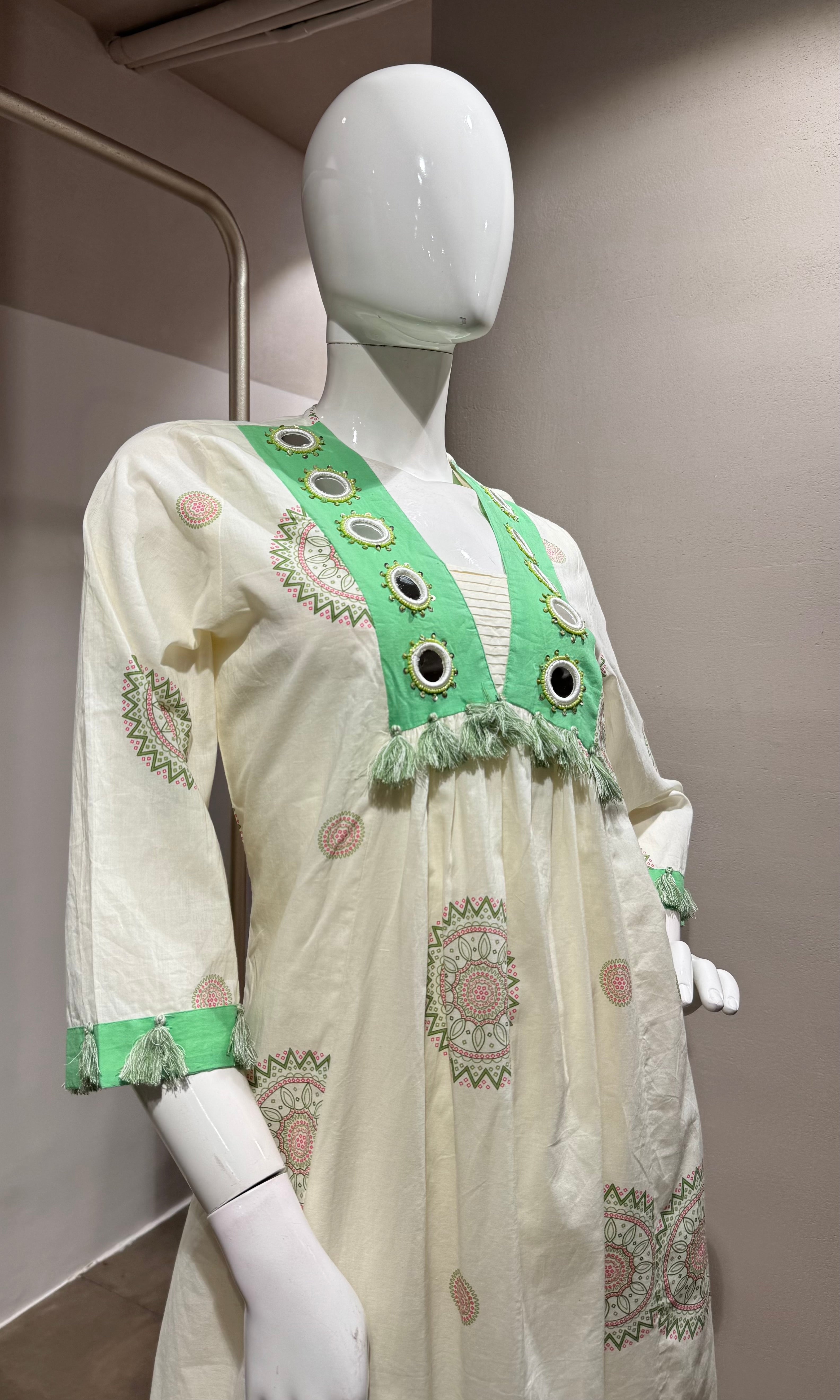 GREEN Floral Block Print Cotton Kurta Set