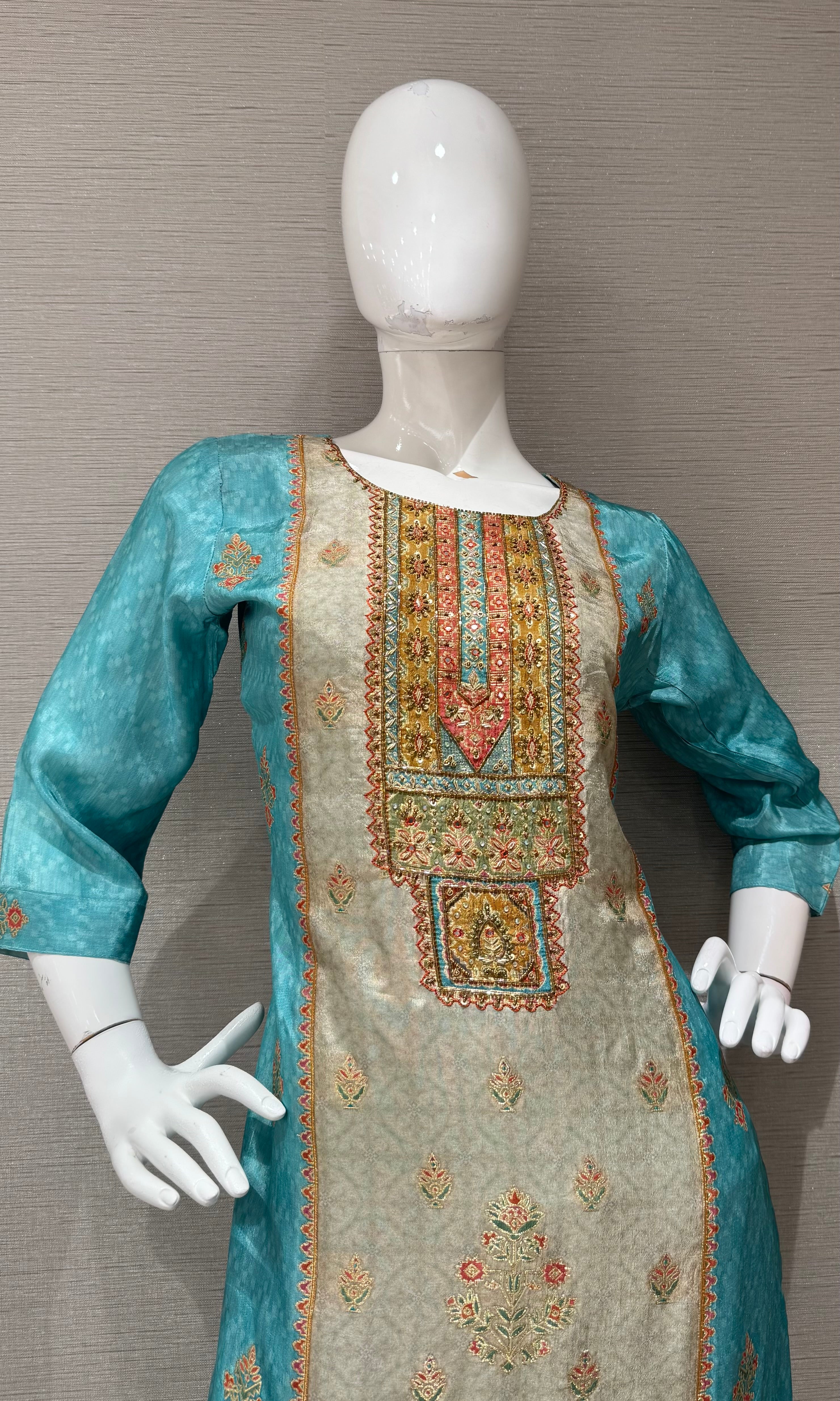Blue ethnic printed kurta set