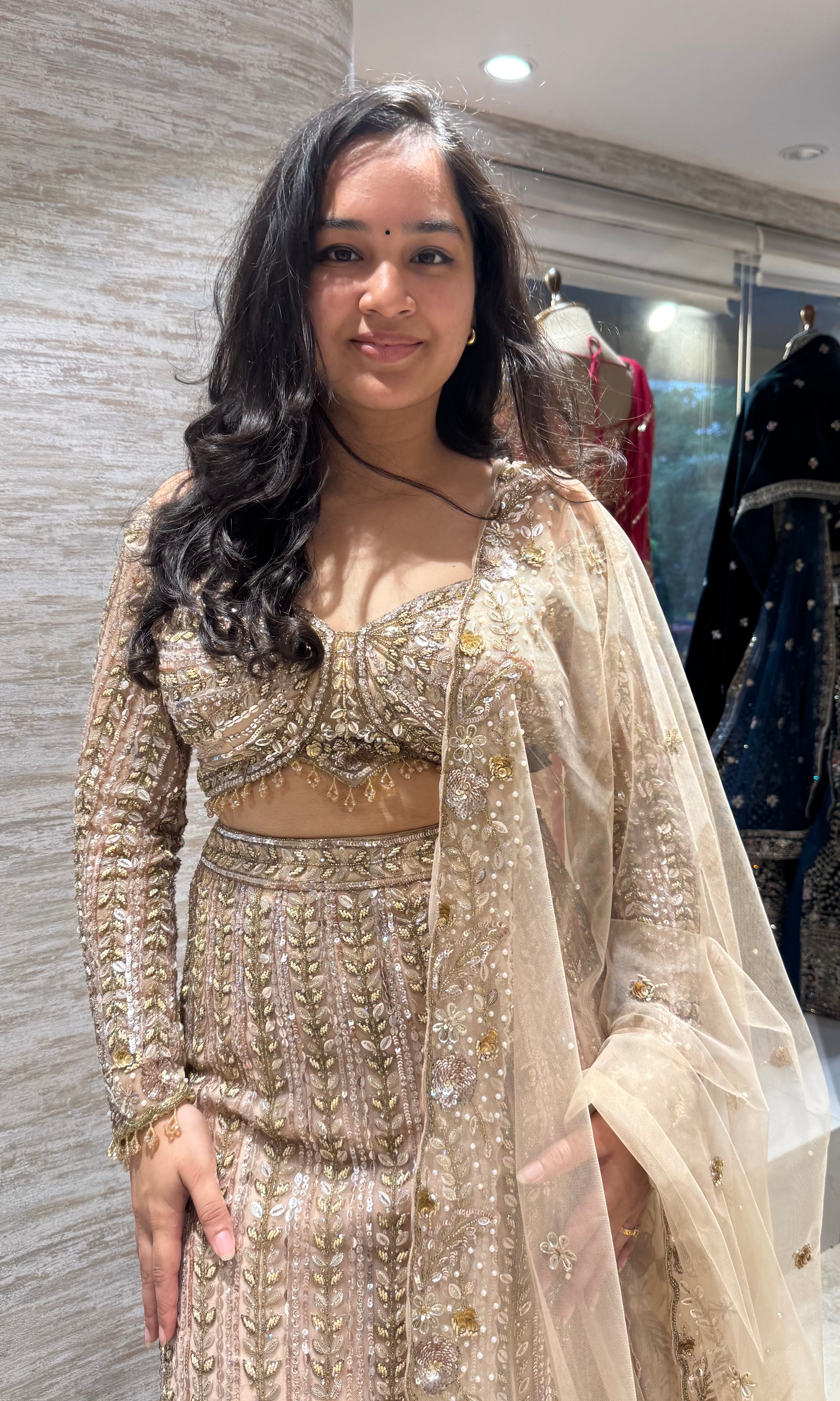 Gold Gilded Bridal Lehenga Ensemble