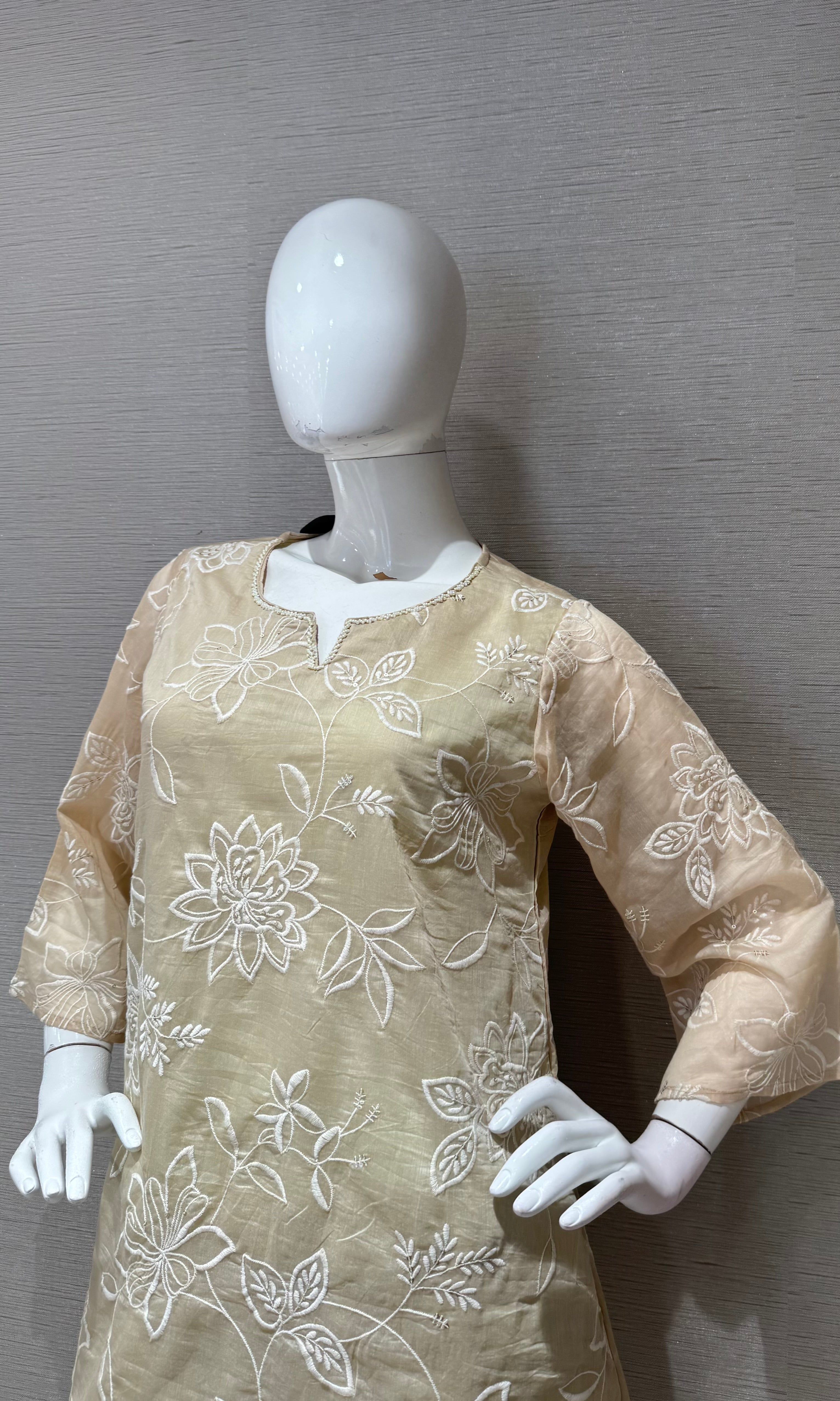 white Floral Embroidered cord set