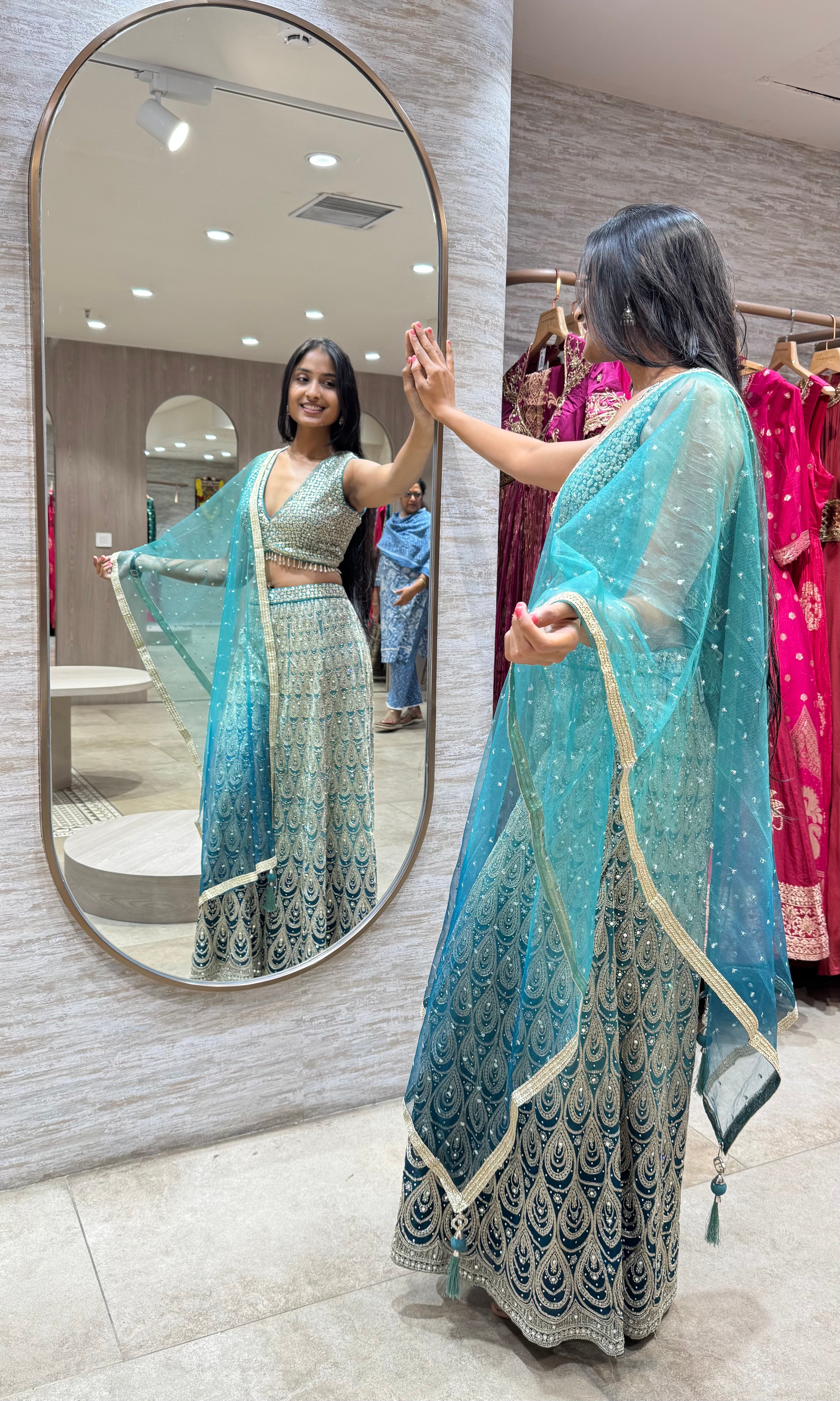 GREEN ETHNIC EMBROIDERY PALAZZO SET