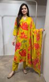 Mustard Botanical Printed Kurta Set