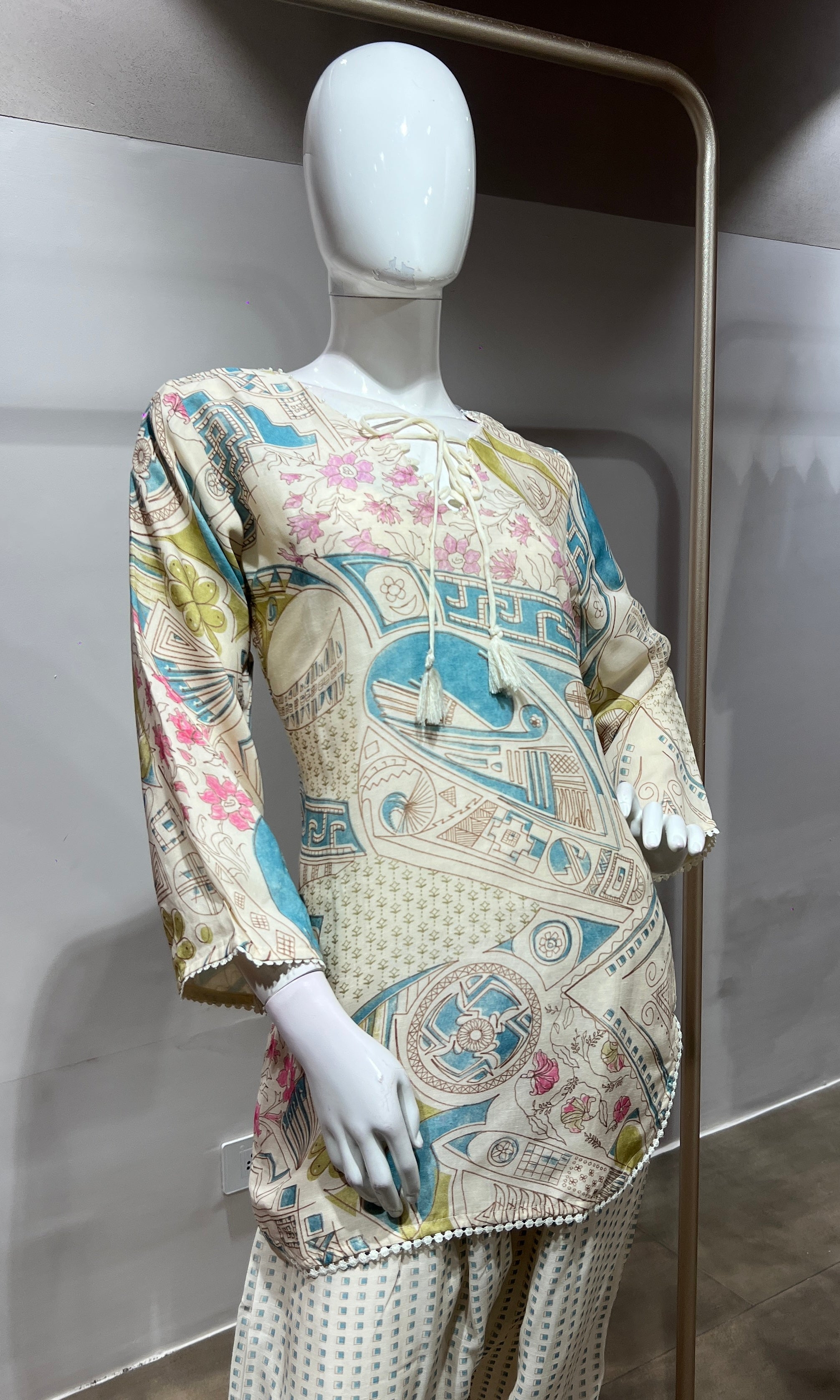 Blue Pastel Floral Printed Farsi salwar