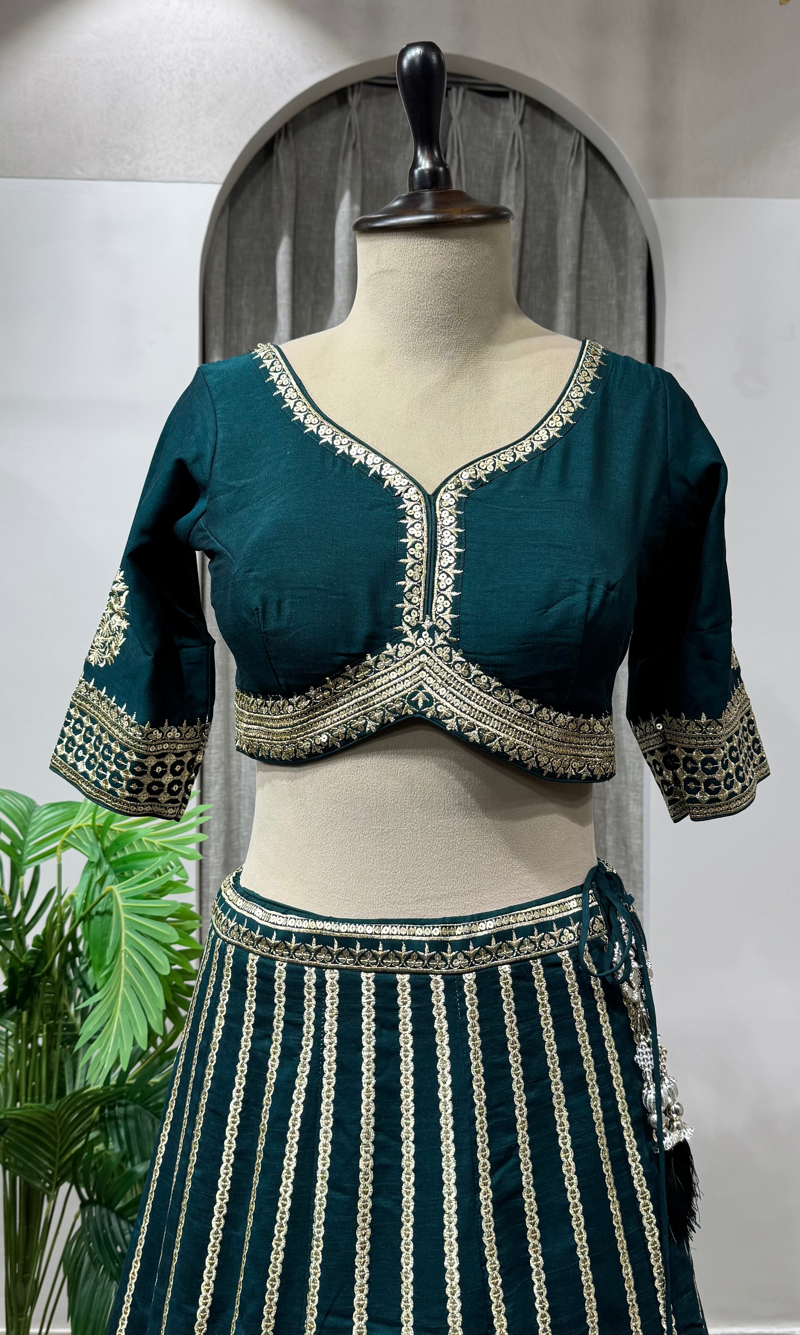 Purple Georgette Sequins Embroidery Lehenga