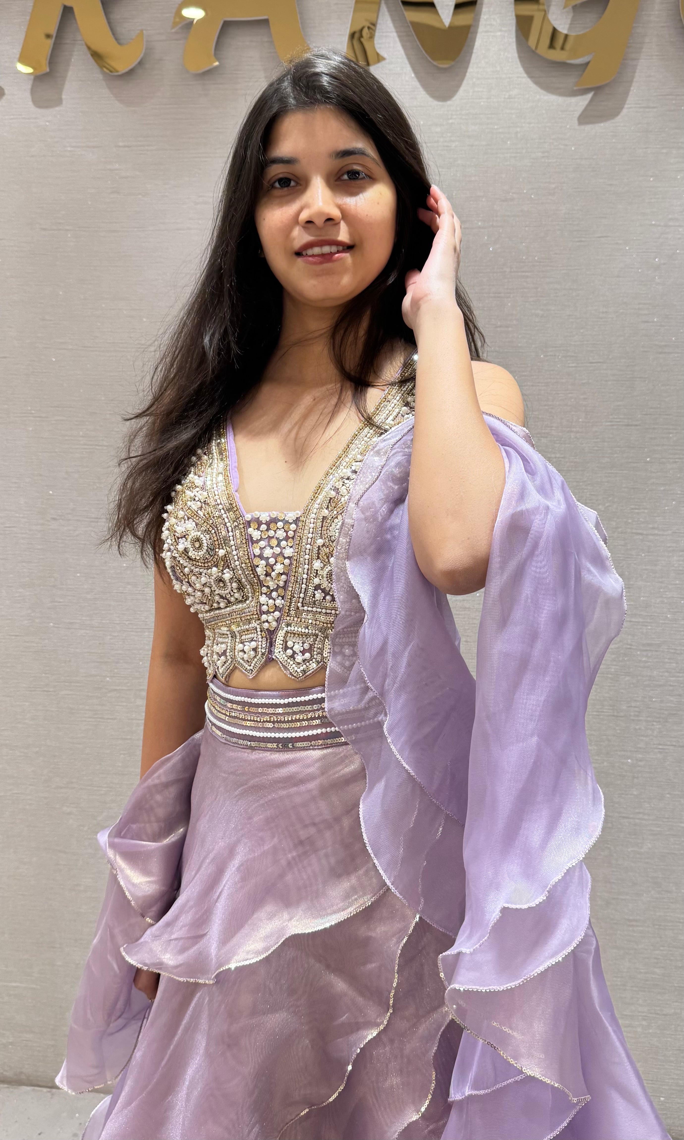 LILAC ruffled lehenga set WITH ELEGANT BLOUSE