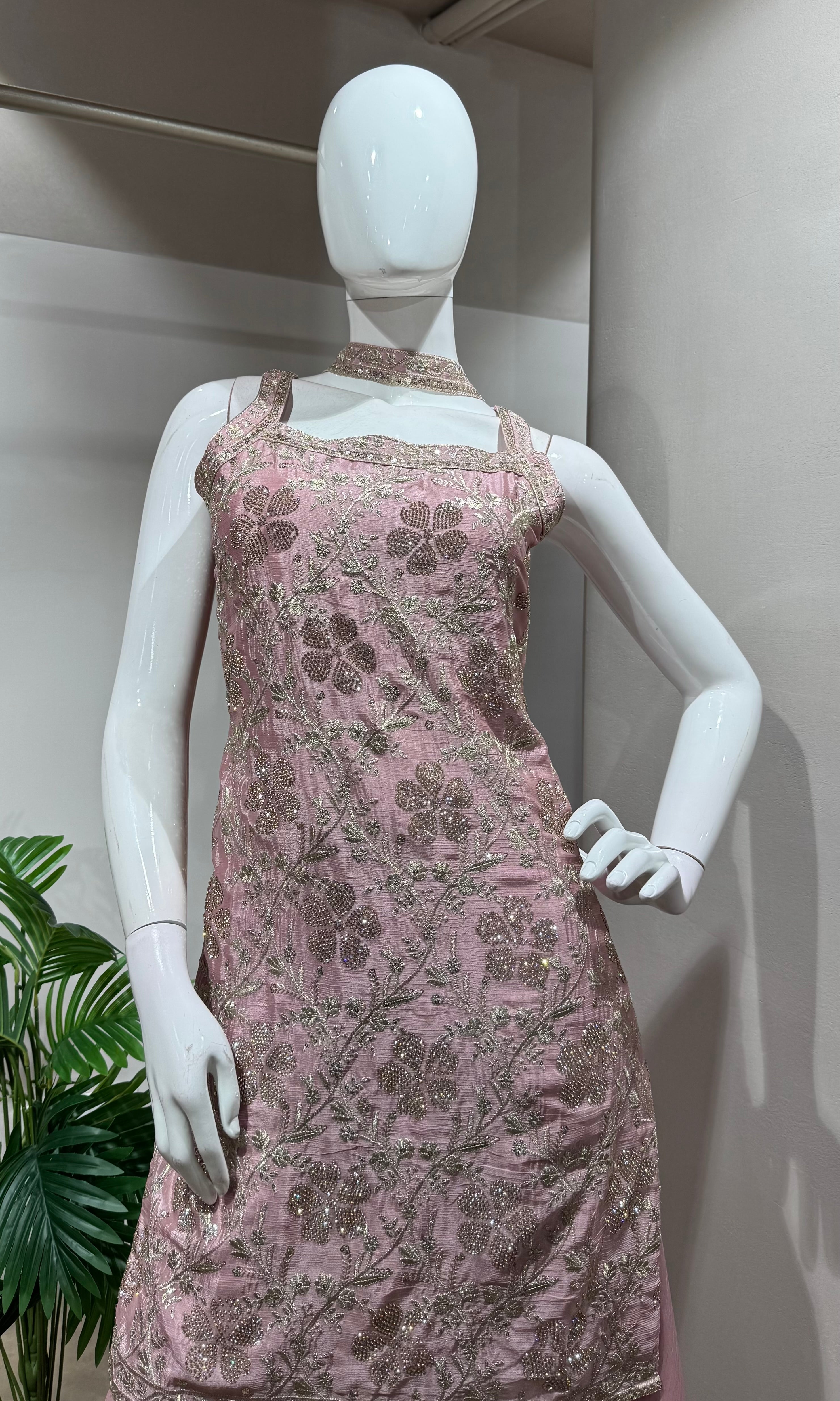 Blush Pink FLORAL Embroidered Sharara Set