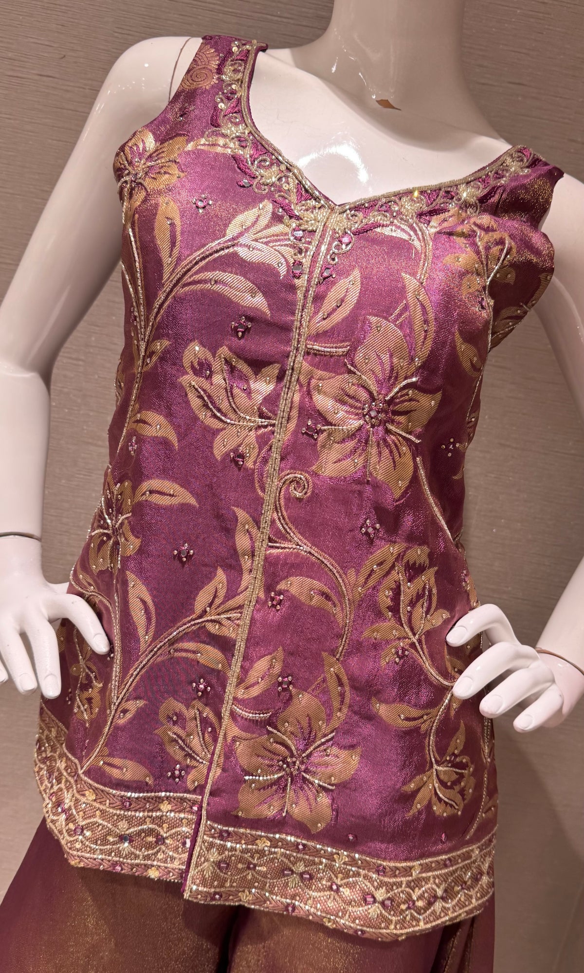 WINE Banarasi Brocade Silk Palazzo set