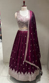 Wine Heavy Mirror Embroidered Lehenga