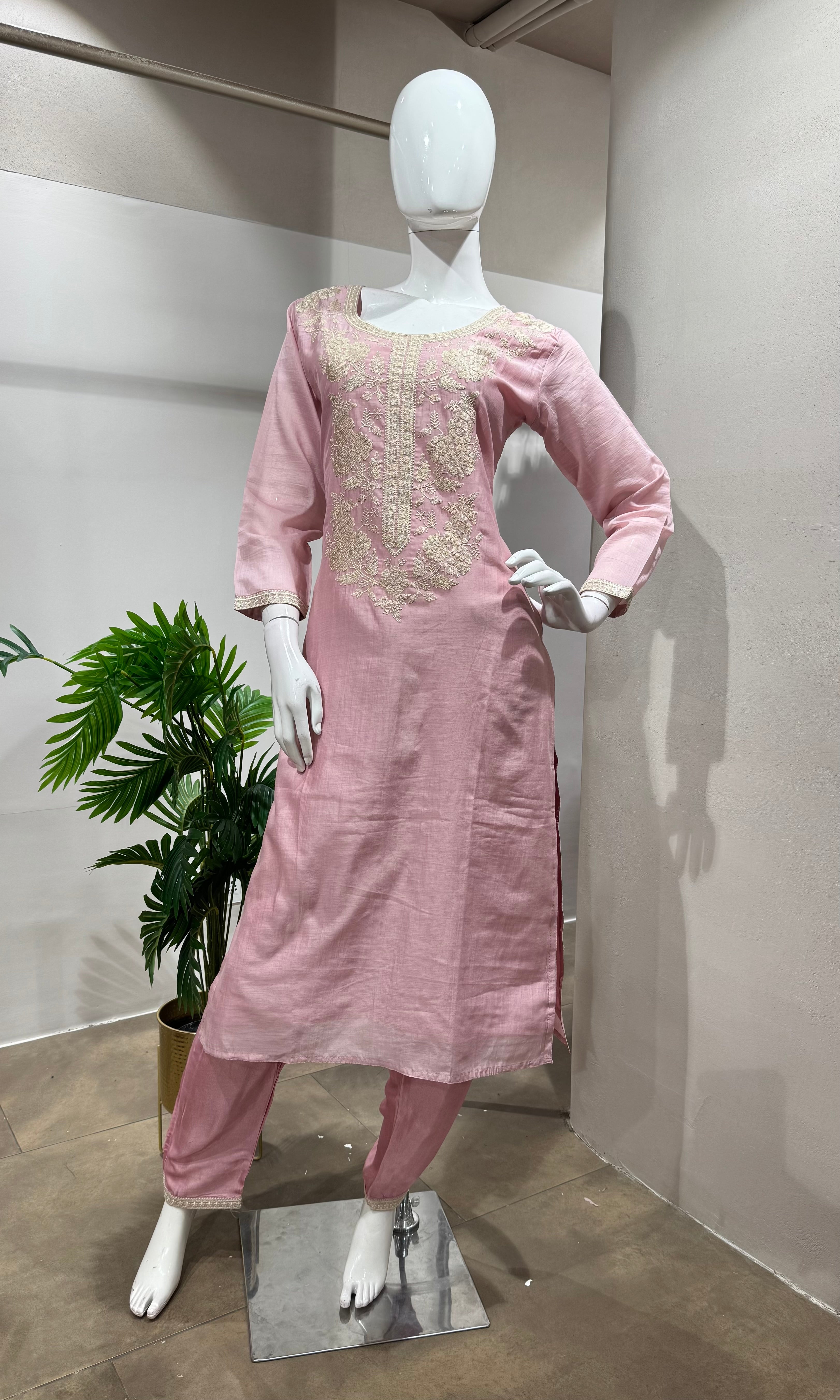 Baby Pink Pure Cotton kurta set
