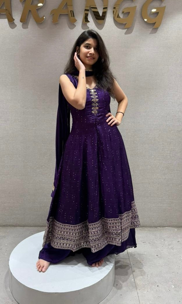 Royal Amethyst Front Slit Anarkali KURTA Set