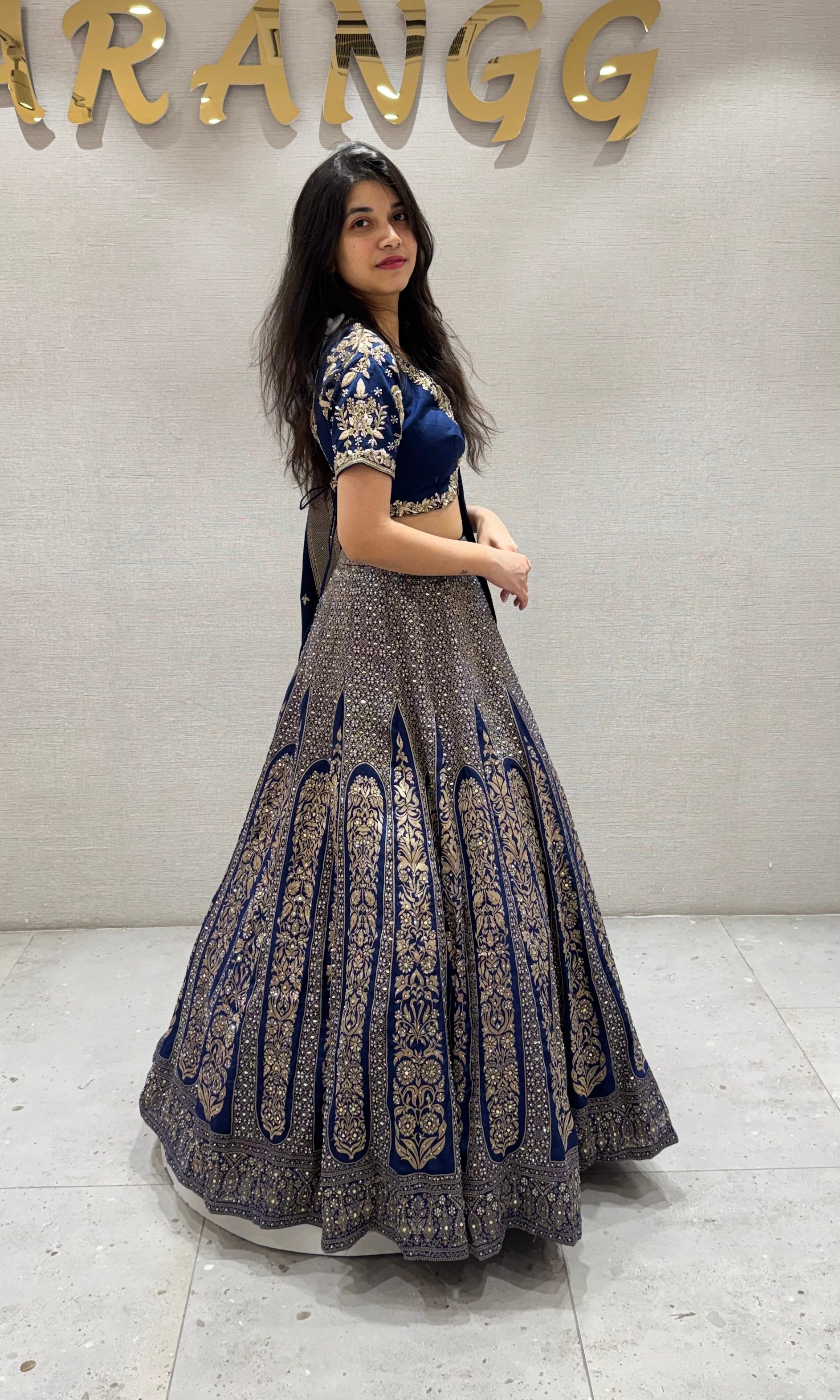 Navy blue GOLDEN ETHNIC LEHENGA