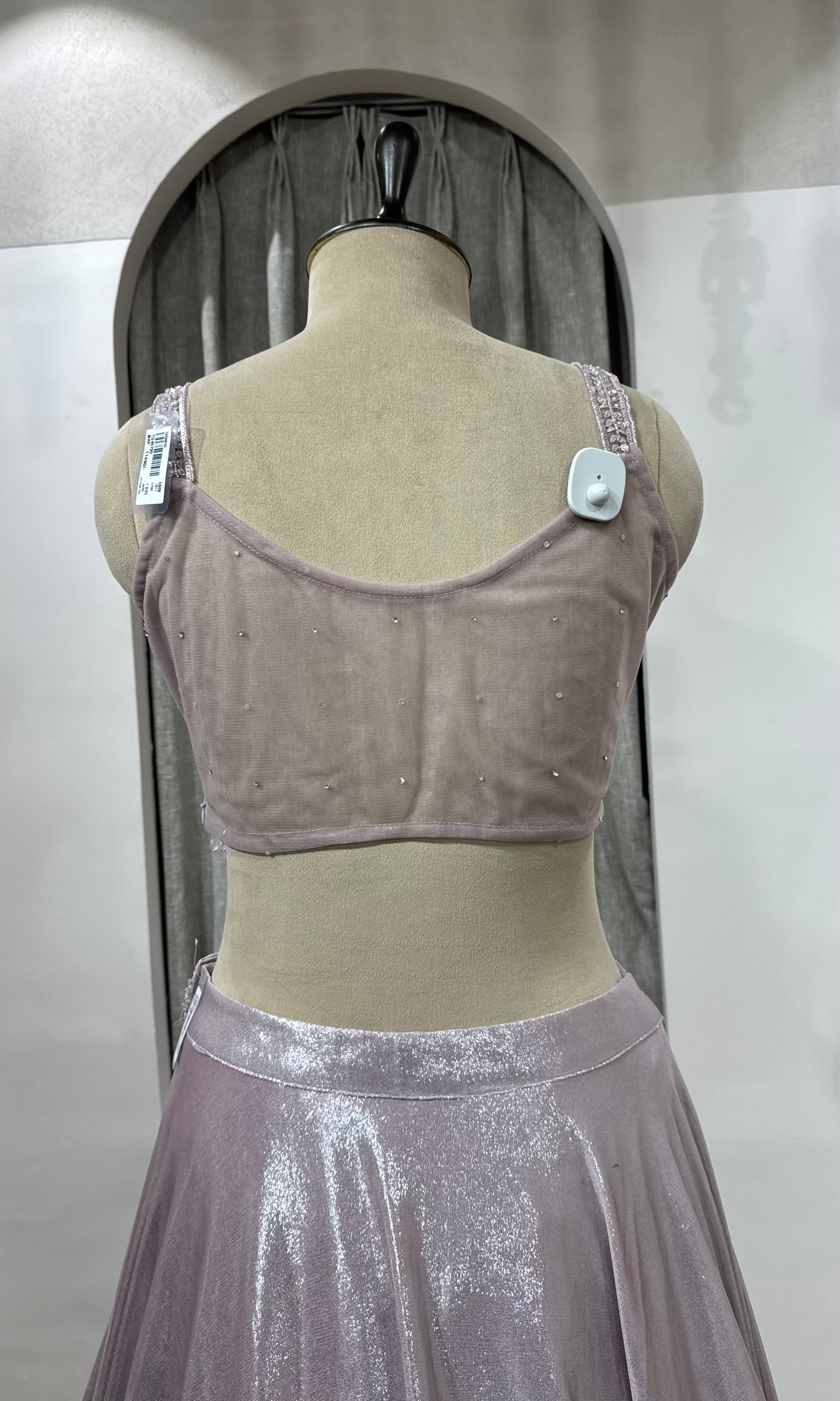 Onion pink silver shimmer stone lehenga set