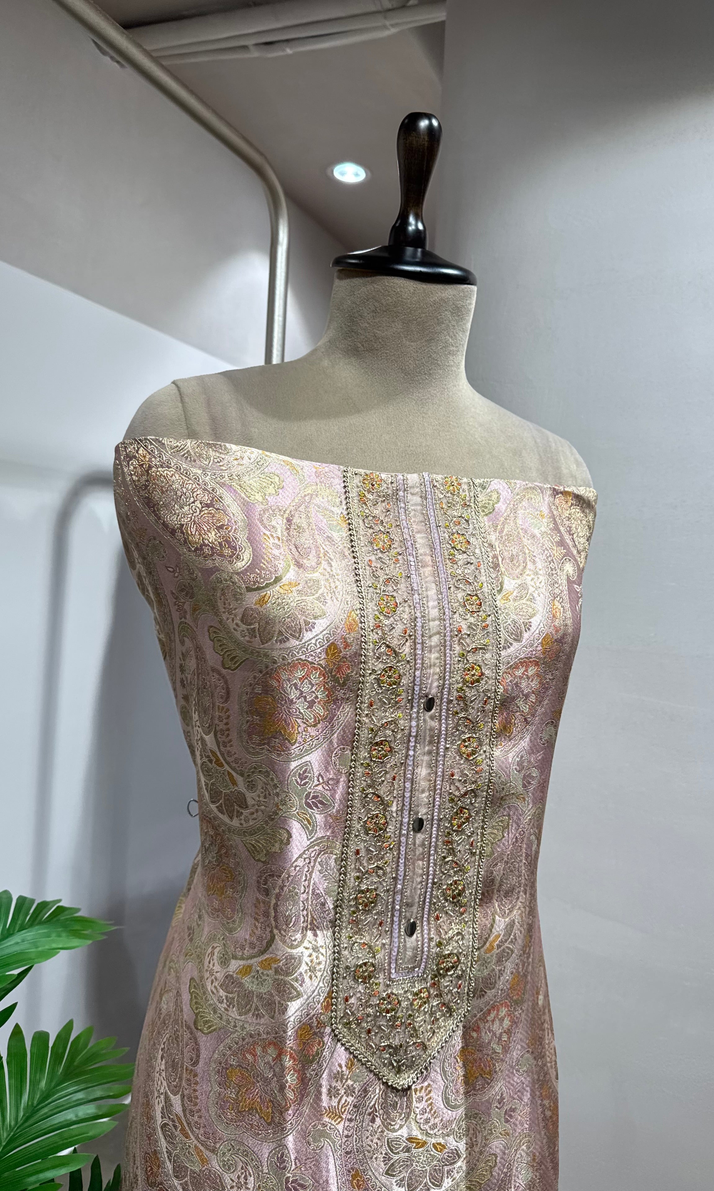 LILAC BANARASI SILK DRESS MATERIAL