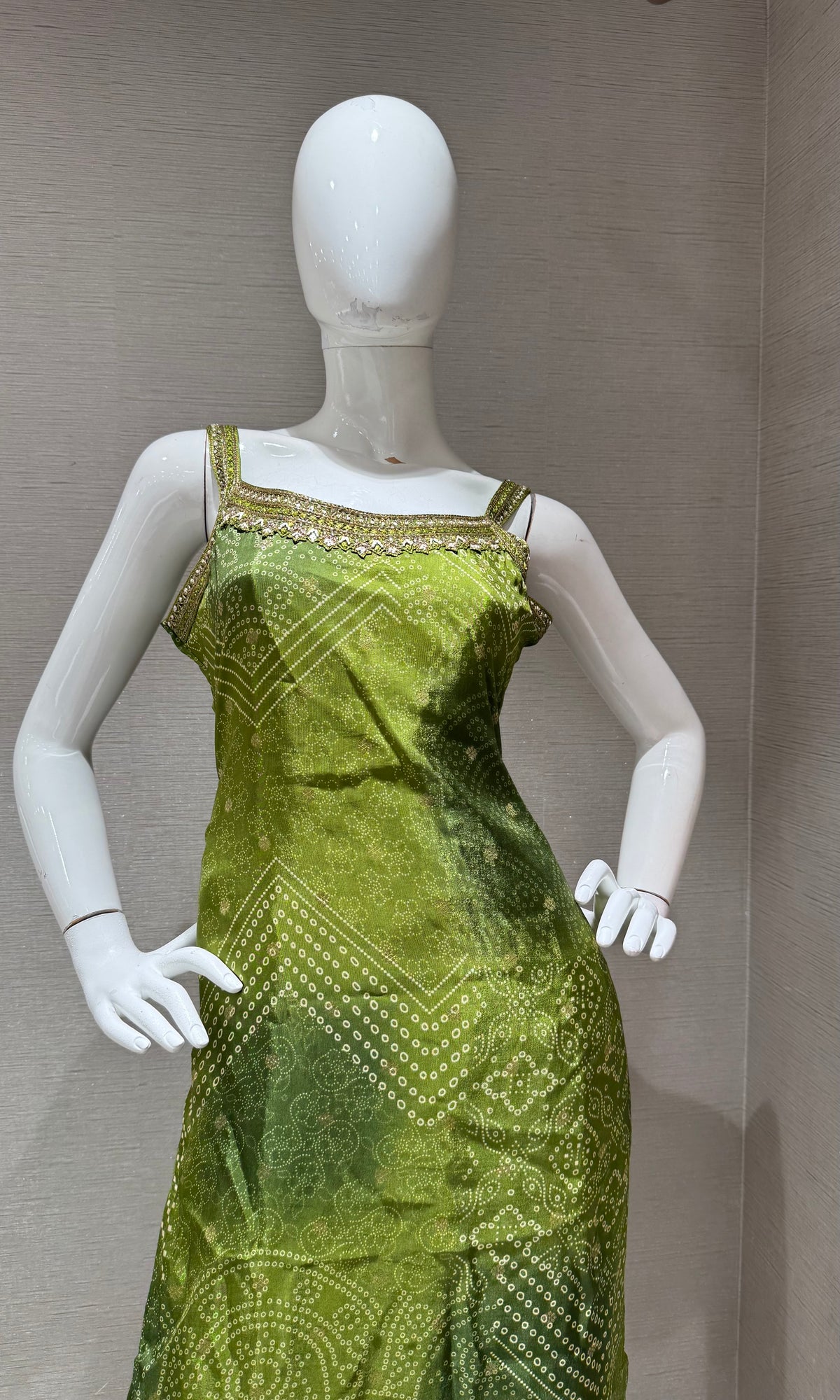 Olive Green Banarasi Silk kurta set with dupatta