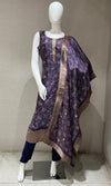 Purple kurta set with Gold Border