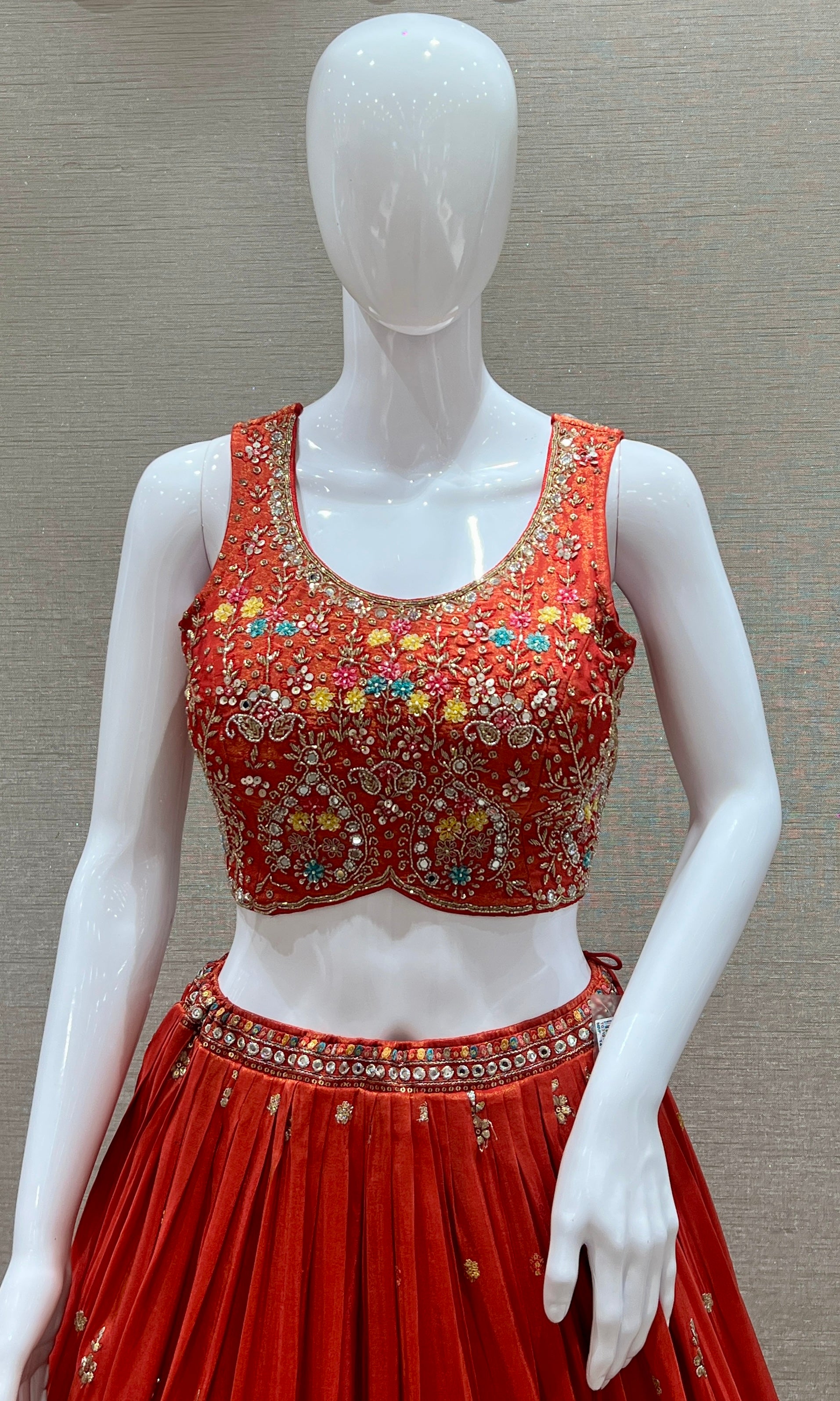 Red Velvet Embroidered Lehenga Set