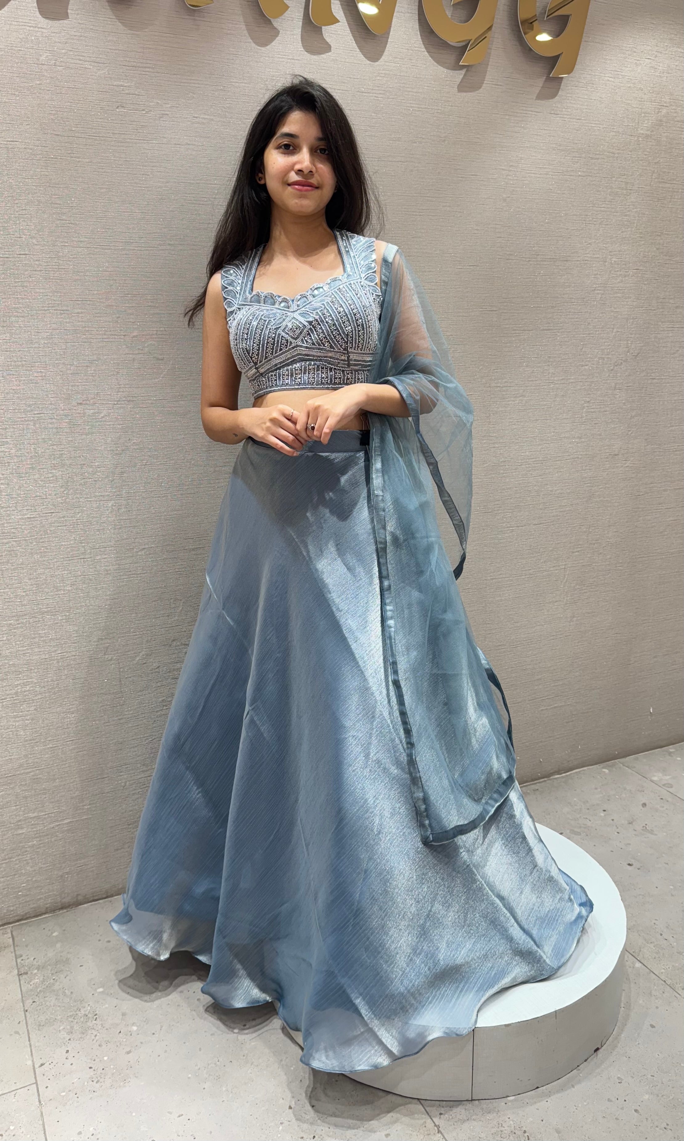 Blue Lehenga with corset blouse