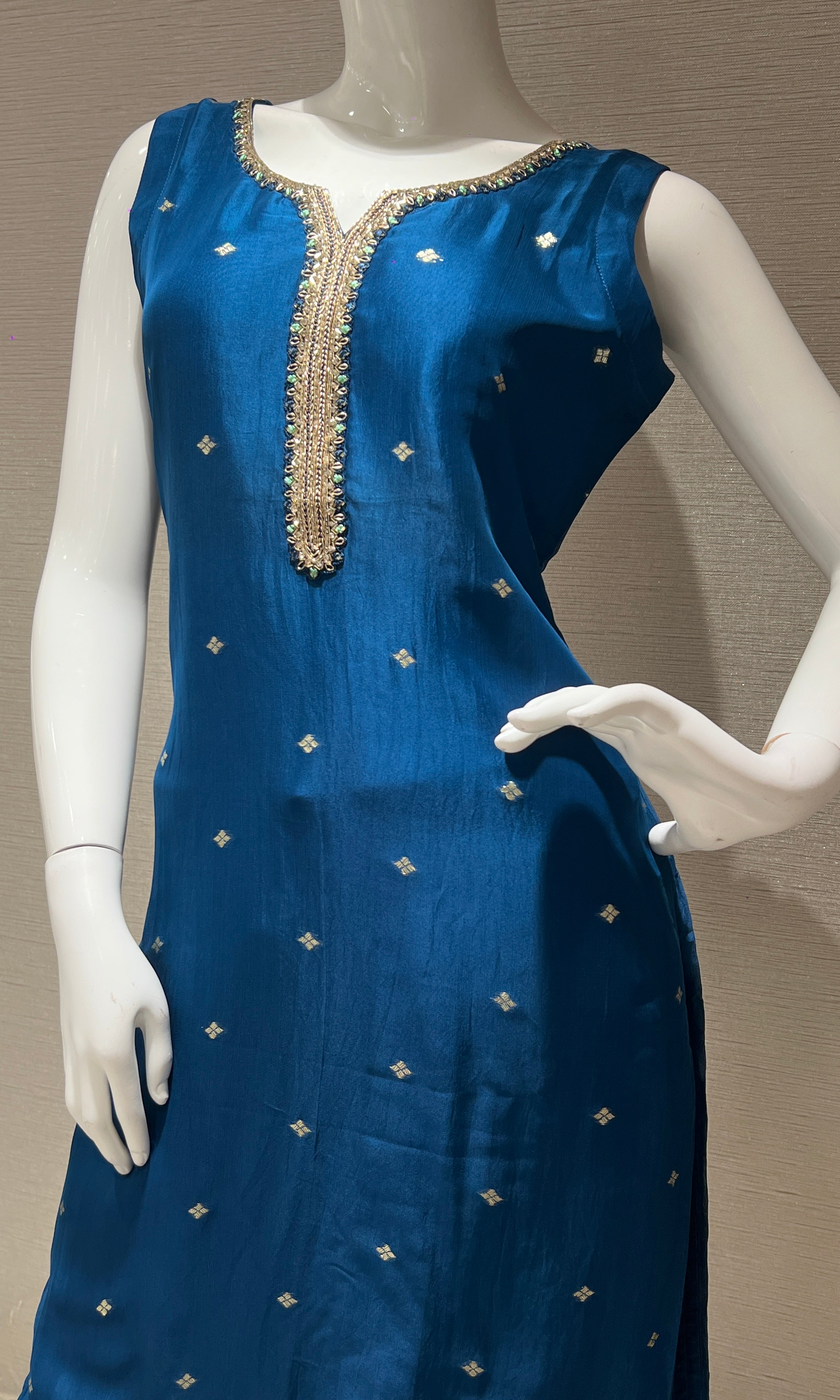 Peacock blue kurta set