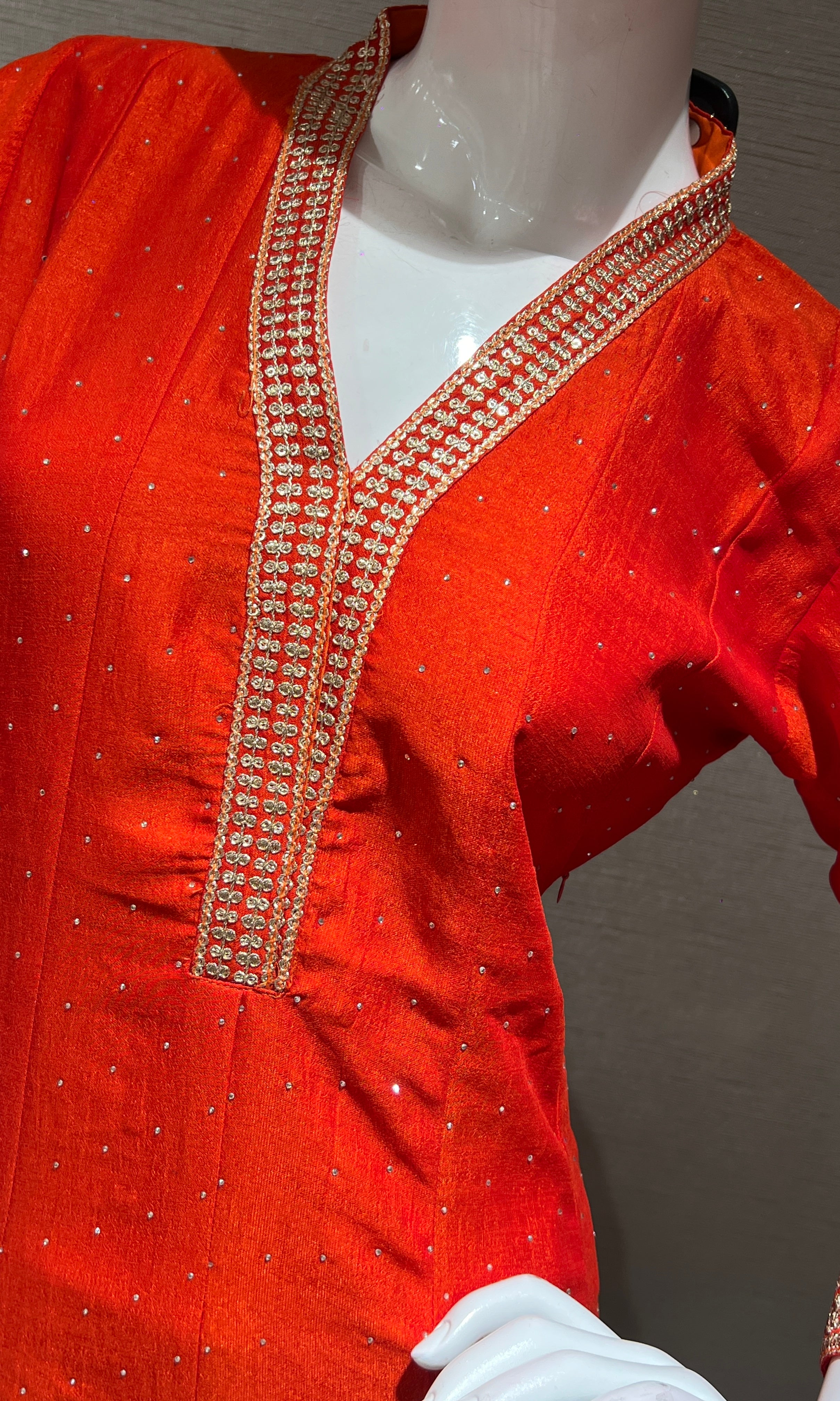 Orange EMBROIDERED ANARKALI KURTA SET